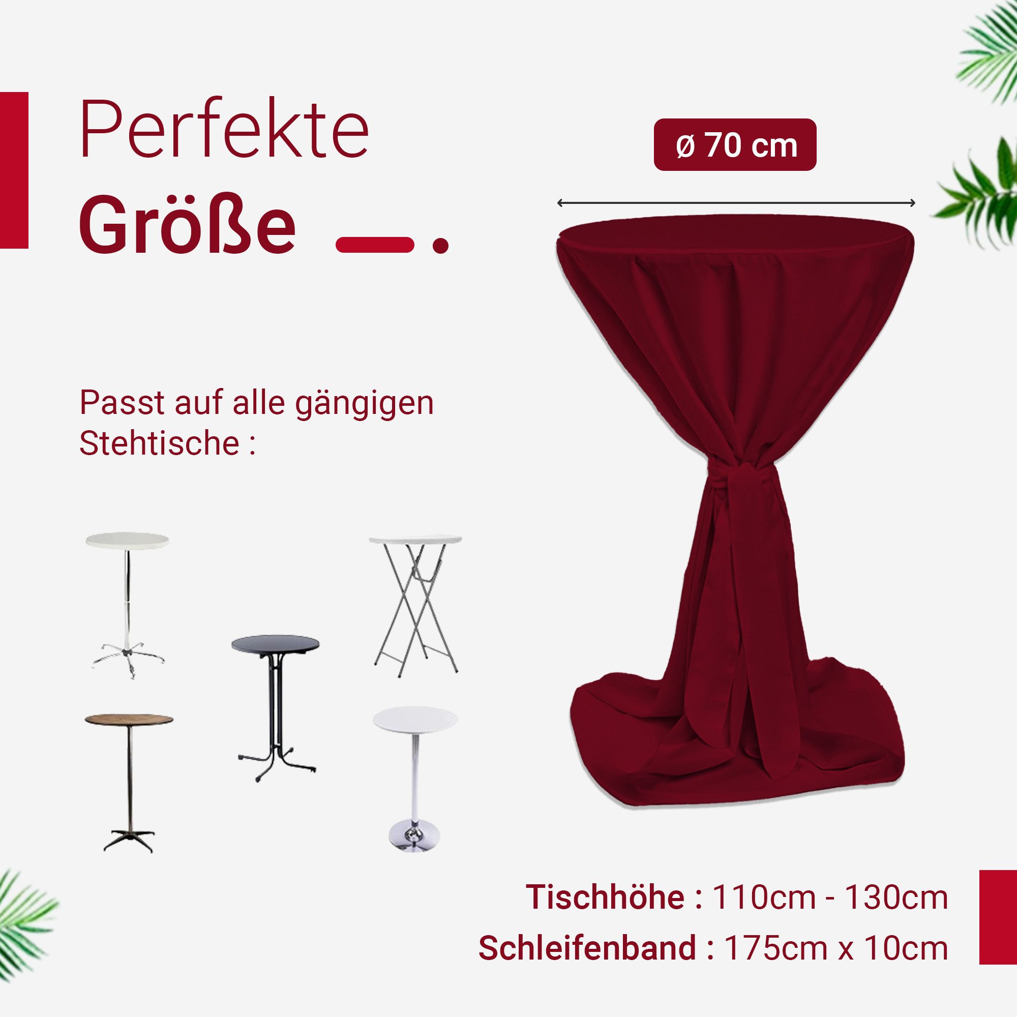 TexDeko Stehtischhusse Premium für Bistrotisch mit Schleifenband Bartisch-Ü günstig online kaufen