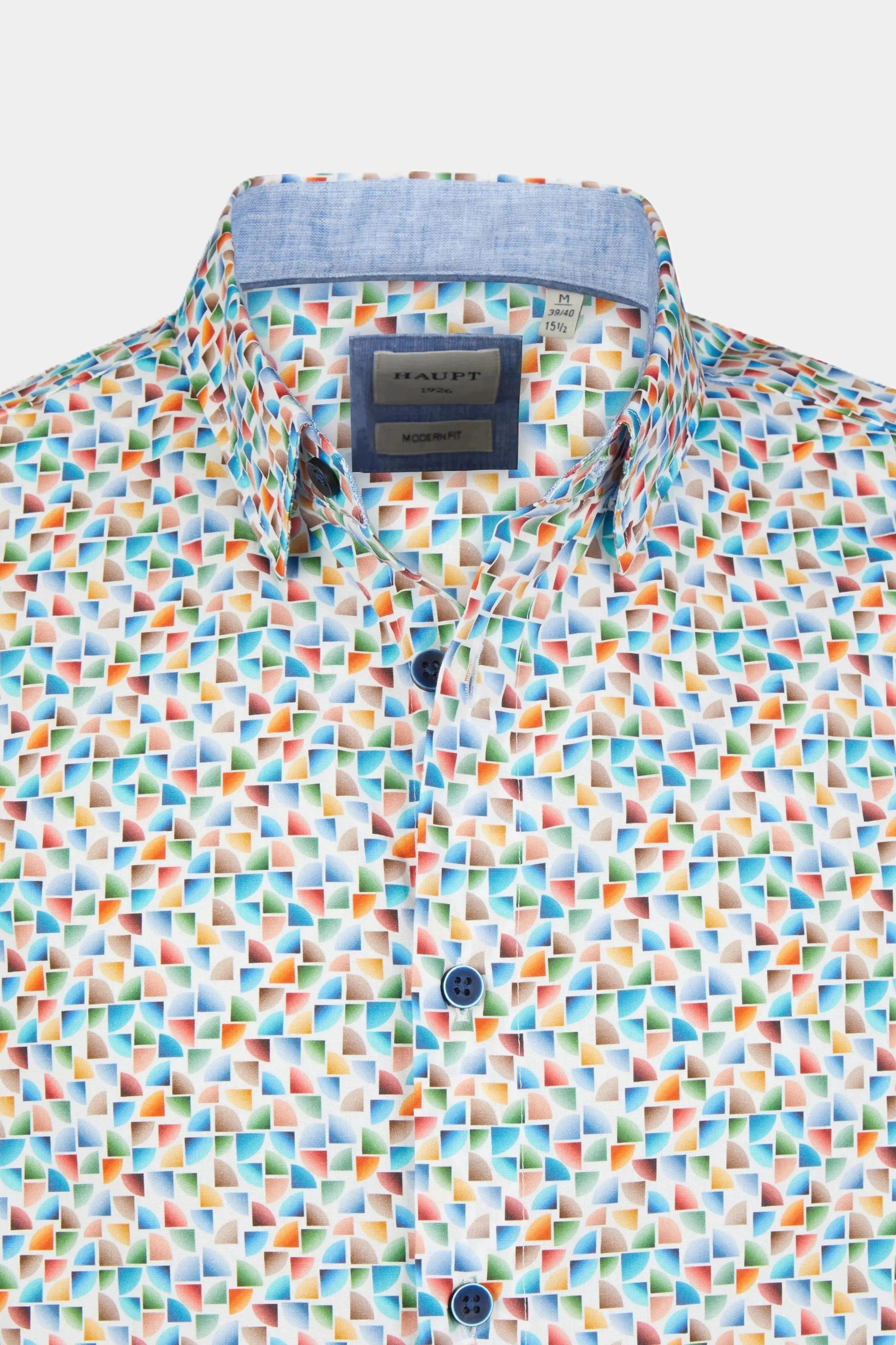 Haupt Kurzarmhemd Modern Fit Kurzarm Baumwoll-Herrenhemd Allover-Muster Multicolor