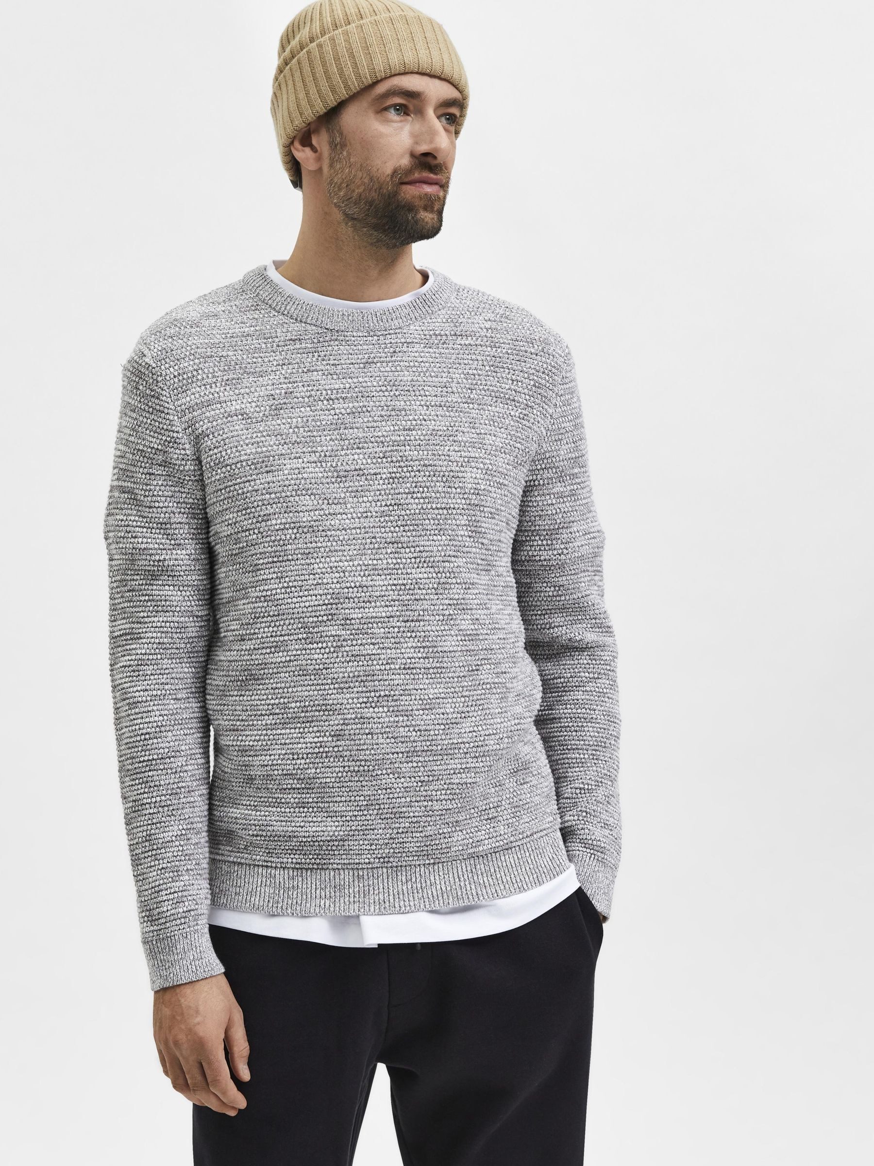 Selected Rundhalspullover SLHVINCE LS KNIT BUBBLE CREW NECK NOOS günstig online kaufen
