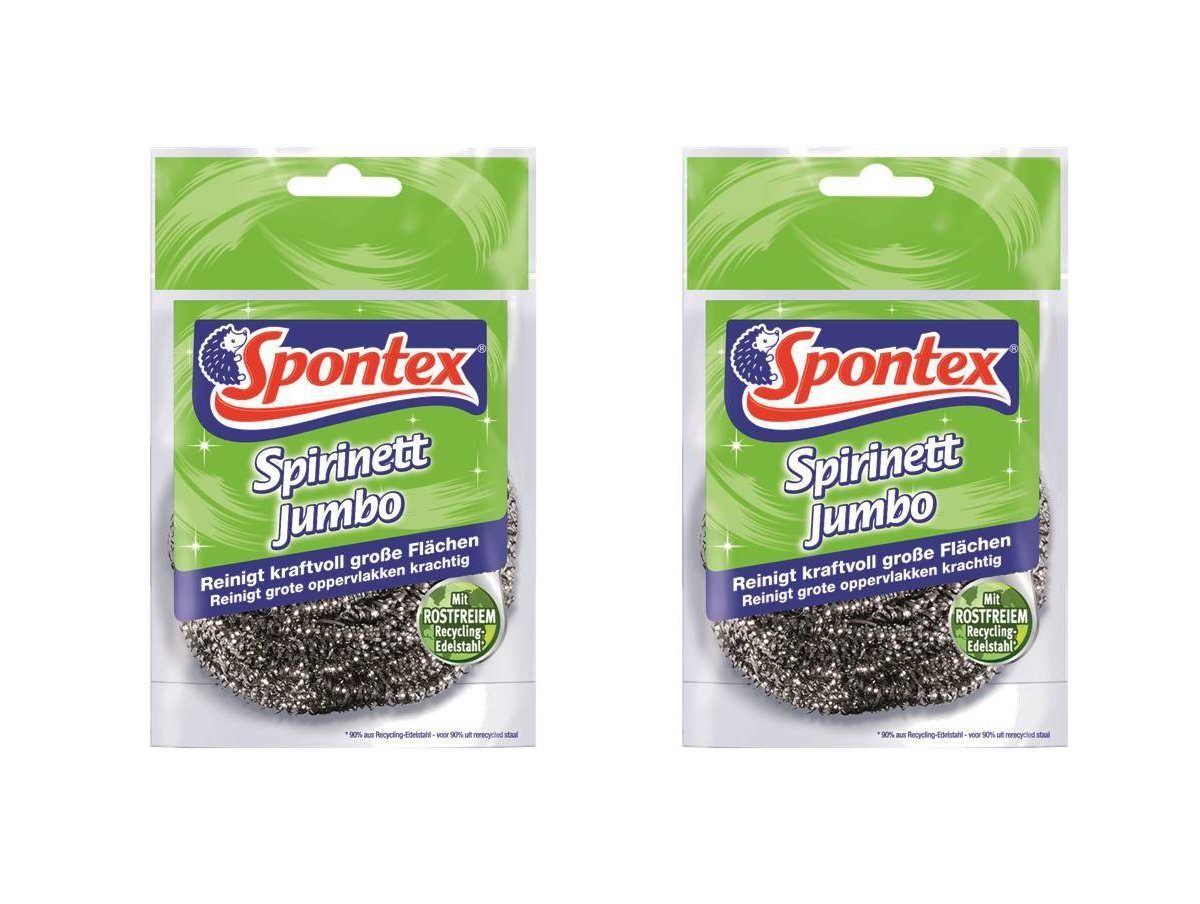 SPONTEX Scheuerschwamm 19331005, Spirinett Jumbo, Stahlwolle Scheuerschwamm XXL - Inhalt 2 Stück