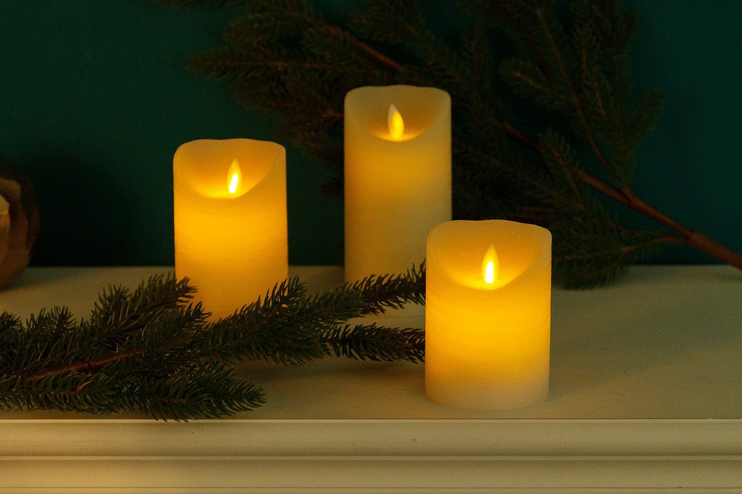 andas LED-Kerze Nature, 3-tlg) Weihnachtsdeko (Set
