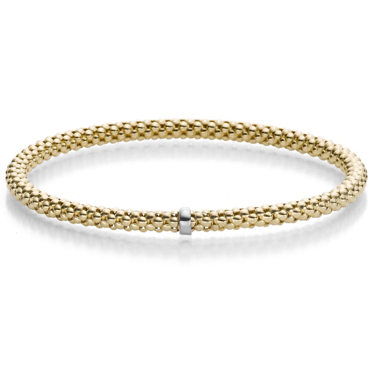 Schmuck Krone Goldarmband 4mm Himbeer-Armband aus 585 Gelbgold stretch, Gold 585