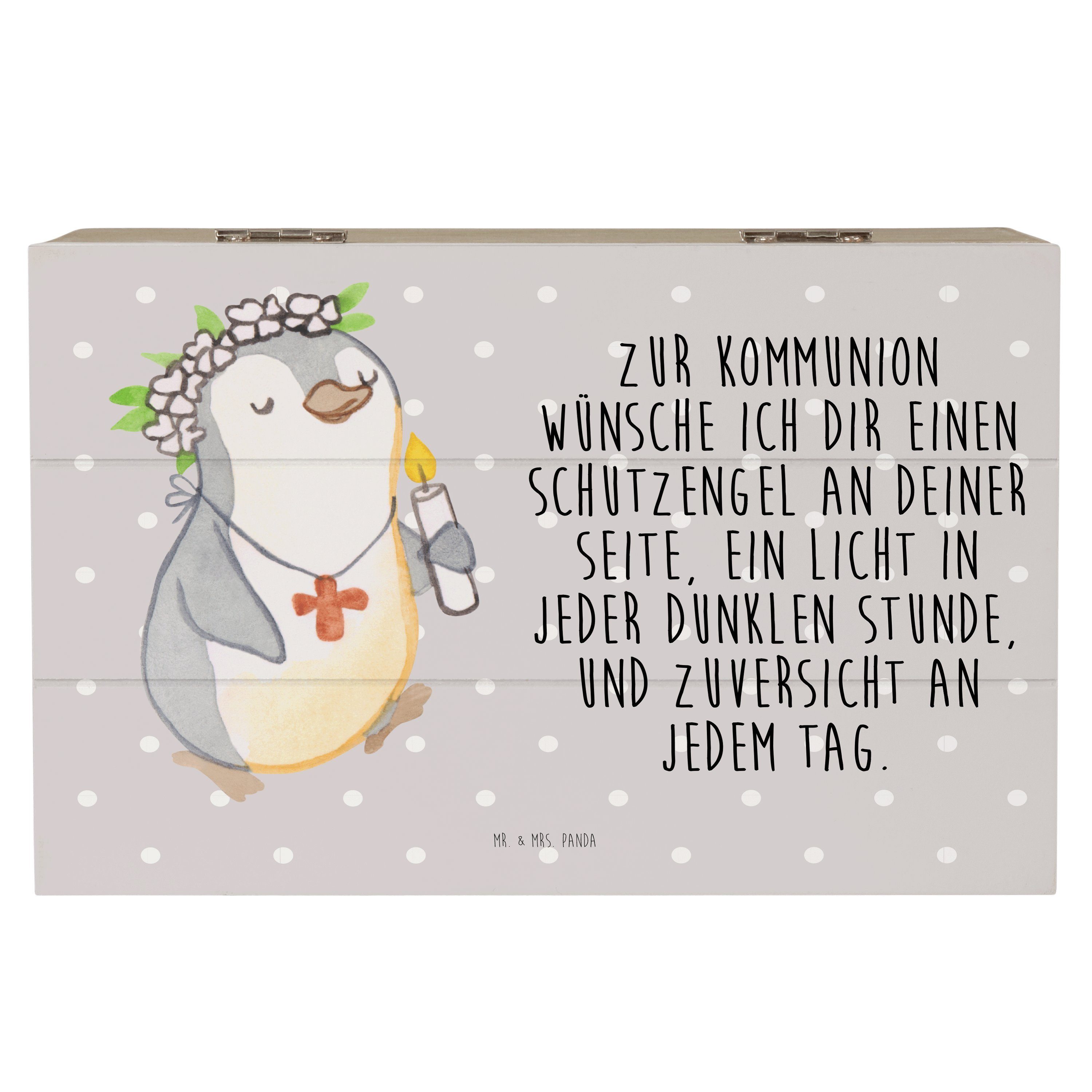 Mr. & Mrs. Panda Dekokiste Pinguin Kommunion Mädchen - Grau Pastell - Geschenk, Erinnerungsbox, (1 St)