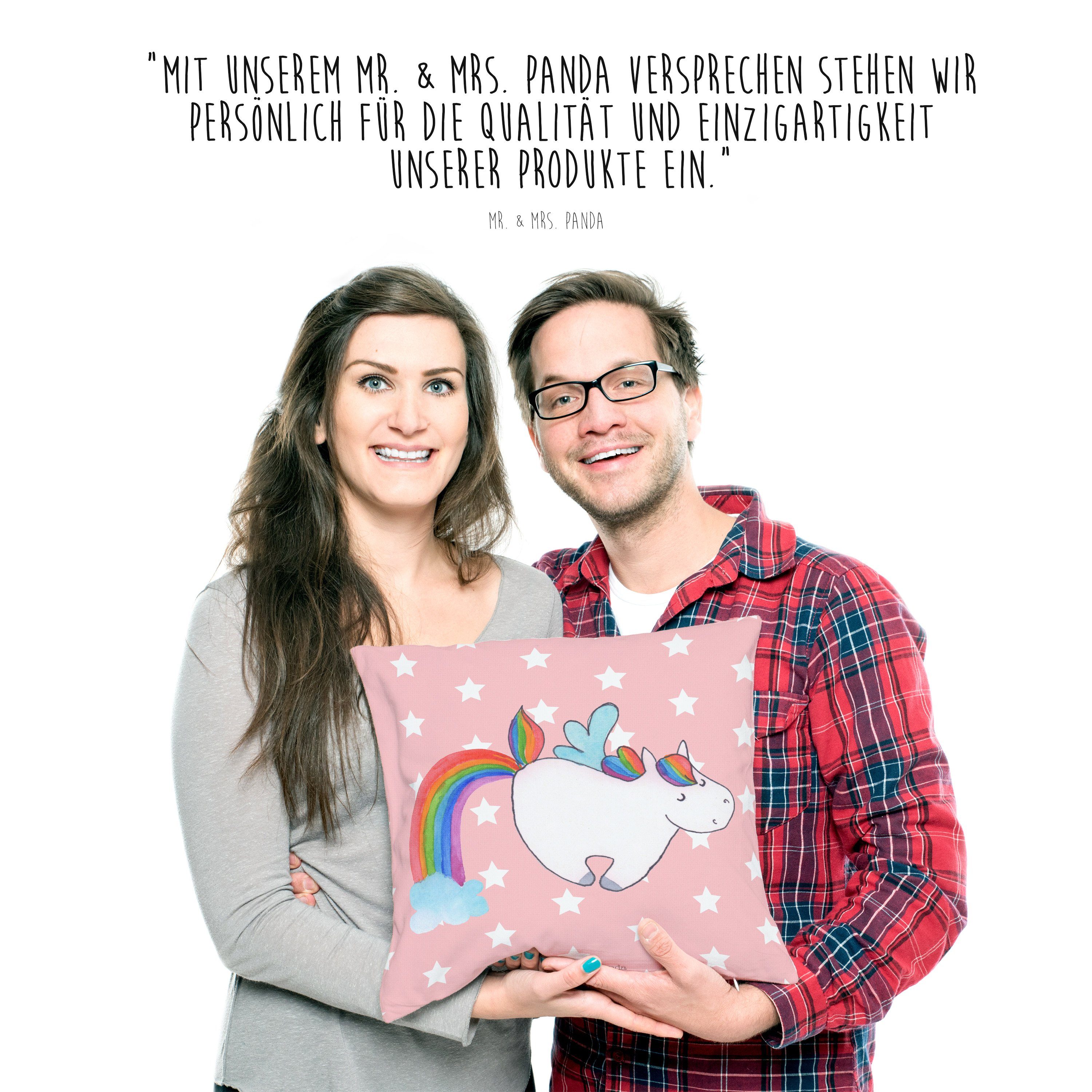Mrs. Erwachsenwerden, Motivkisse Pegasus Dekokissen Rot Panda Pastell - Geschenk, - & Einhorn Mr.