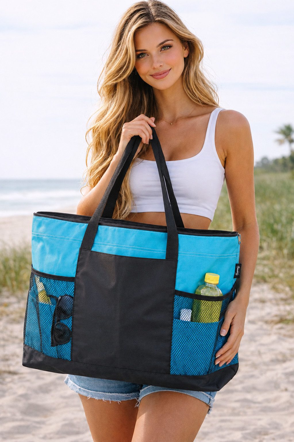 Fashy Strandtasche Fashy - Große XXL Strandtasche Badetasche Umhängetasche Türkis