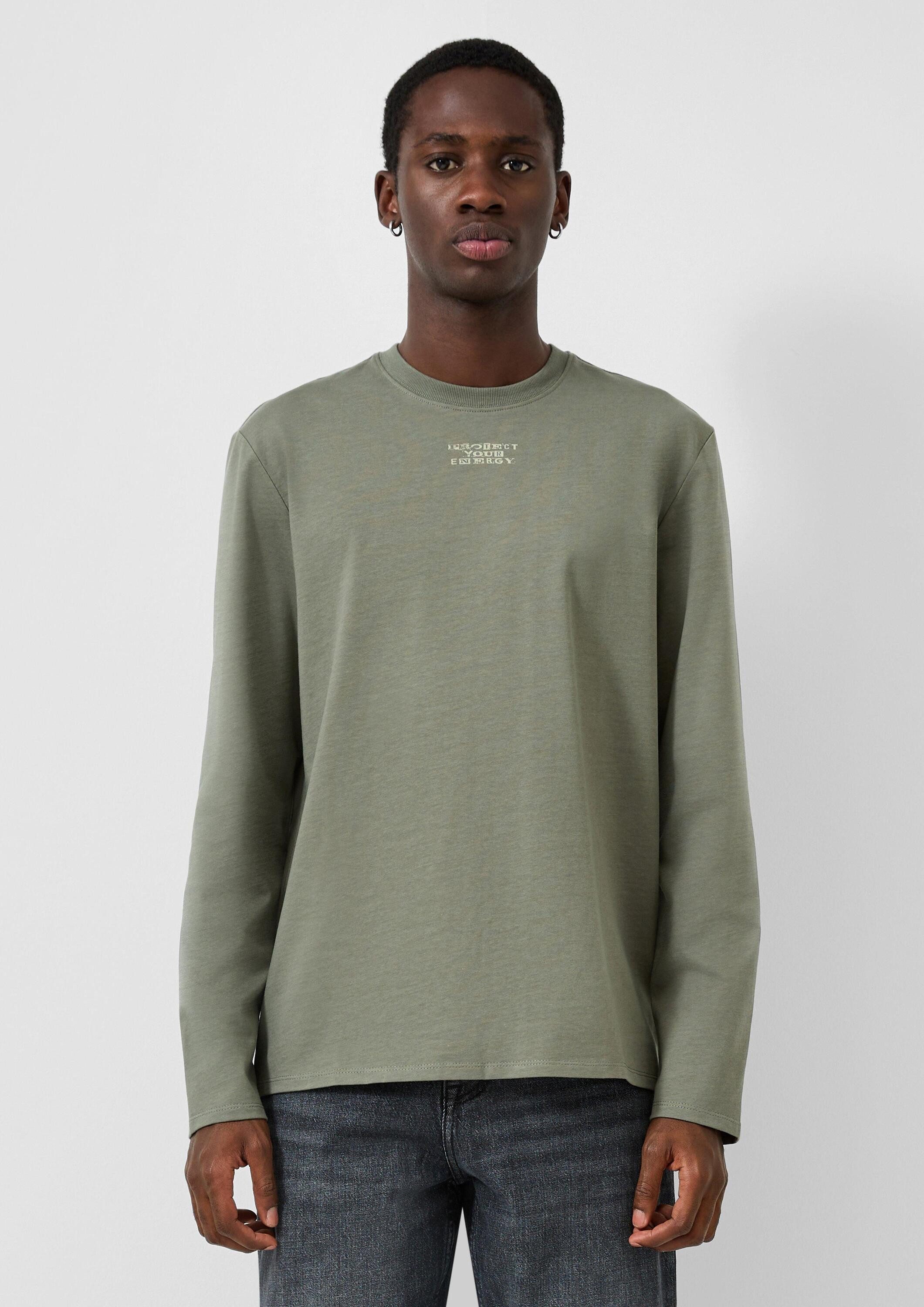 QS Langarmshirt T-Shirt Longsleeve mit kleinem Frontprint günstig online kaufen