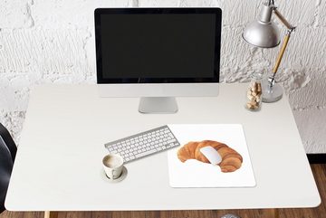 MuchoWow Gaming Mauspad Aquarell - Croissant - Lebensmittel (1-St), Mousepad mit Rutschfester Unterseite, Gaming, 40x40 cm, XXL, Großes