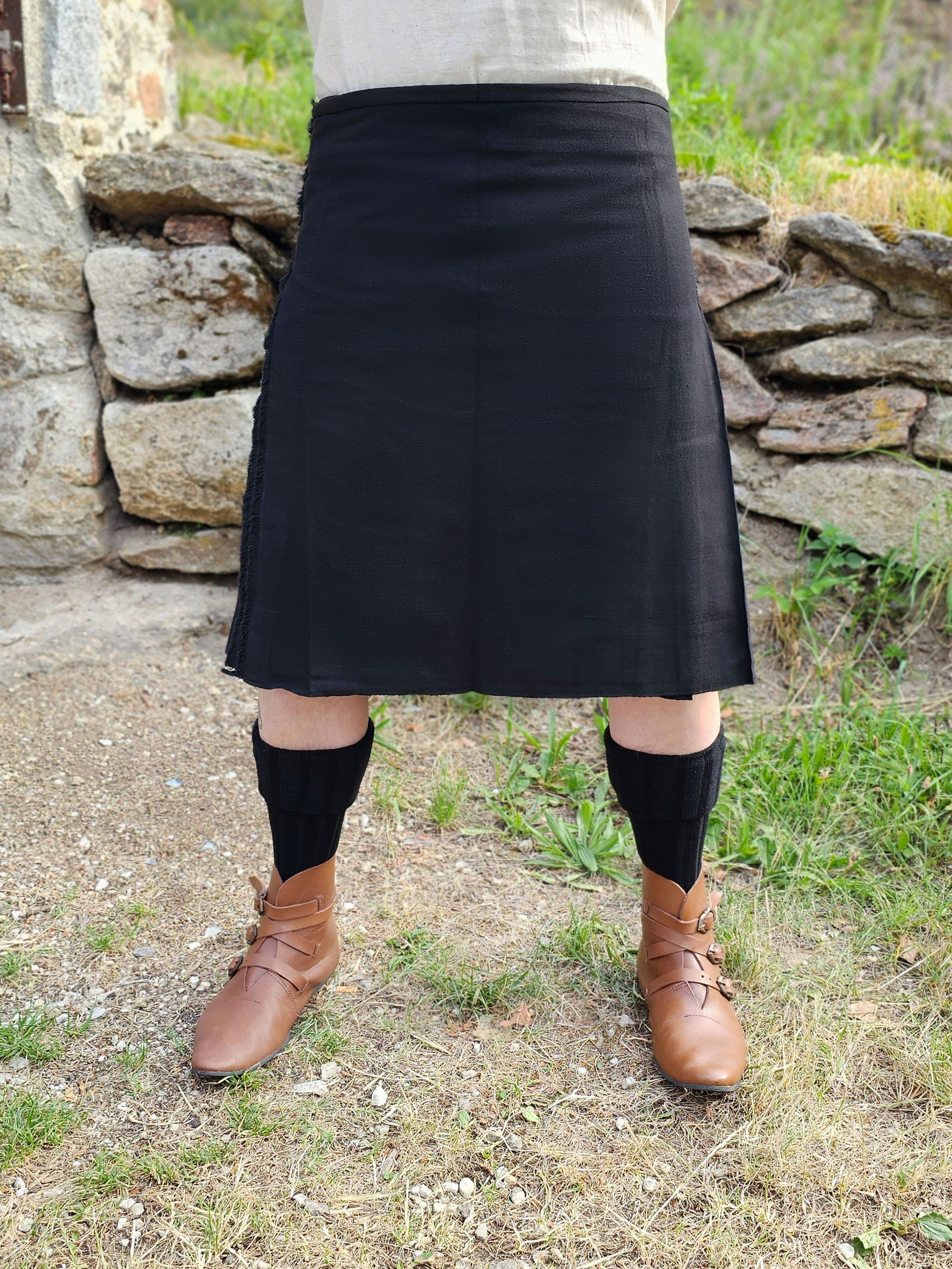 Vehi Mercatus Wikinger-Kostüm Schottenrock schwarz, 8 Yard Kilt