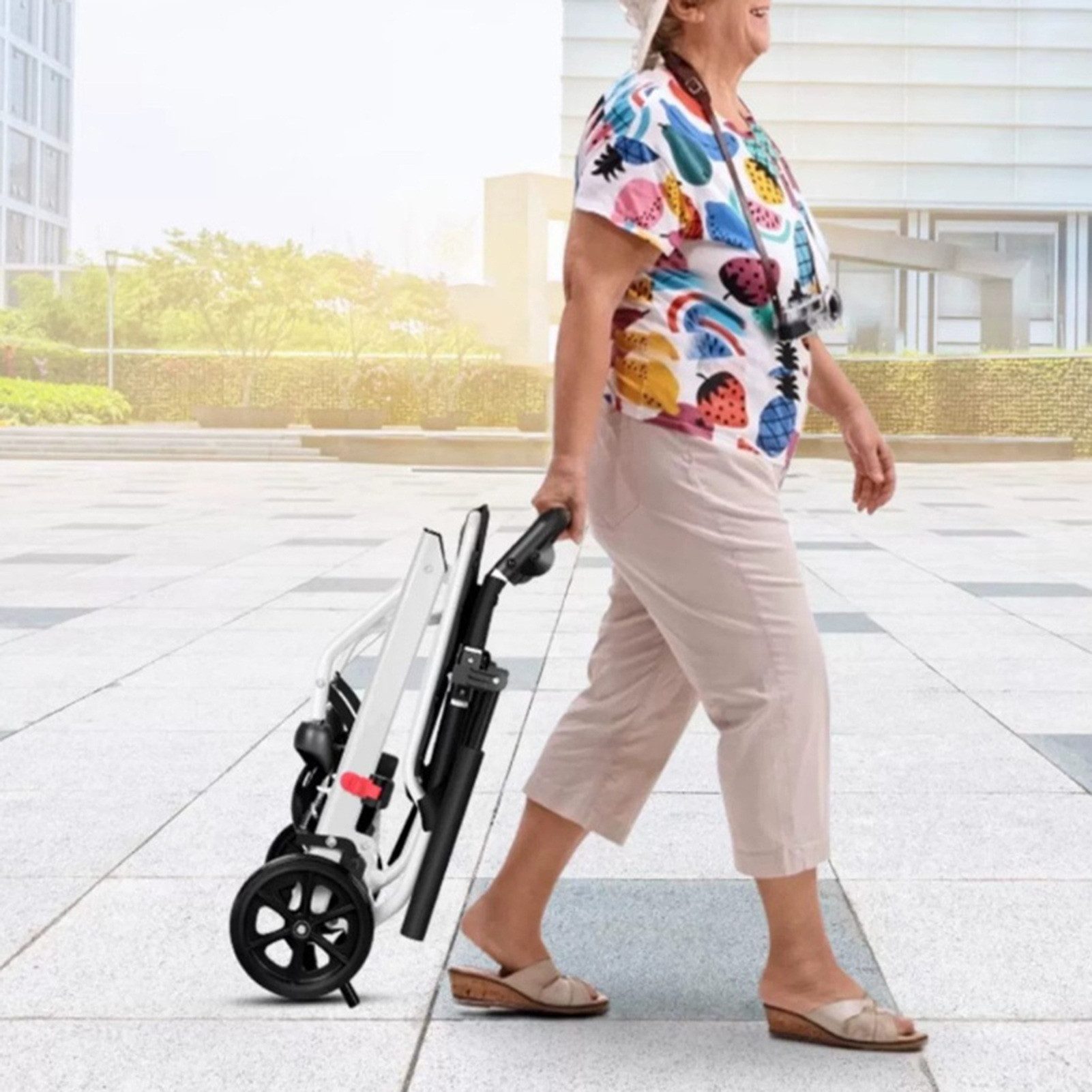 Rutaqian Rollstuhl Faltbarer Transportrollstuhl für Erwachsene und Senioren, ultraleicht und tragbar, bis 100 kg, ideal für Reisen und Alltag