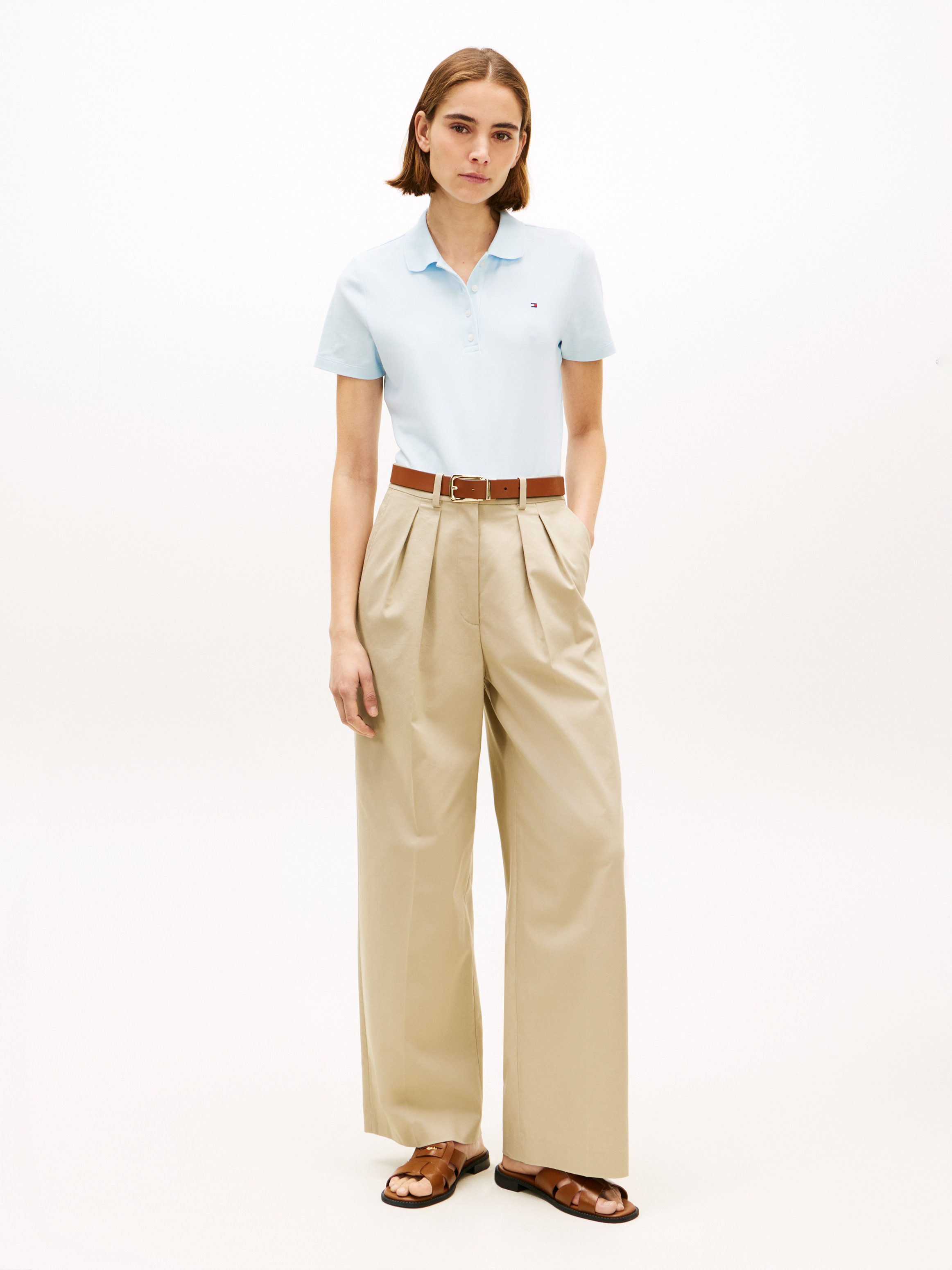 Tommy Hilfiger Poloshirt 1985 Slim Fit Pique Premium mit Logostickerei, Seitenschlitze