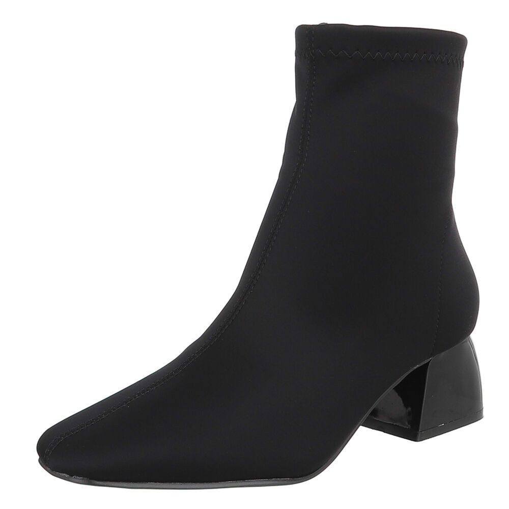 Ital-Design Damen Stiefelette mit Blockabsatz und Spitzform Stiefelette (92268890) Blockabsatz Stiefeletten in Schwarz