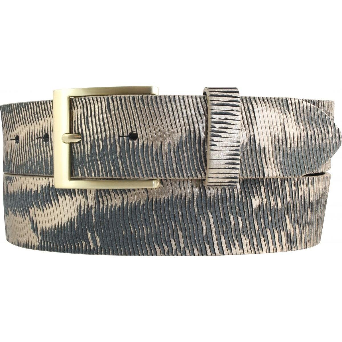 BELTINGER Ledergürtel Gürtel aus Vollrindleder Metall-Optik 4 cm - Leder-Gürtel Metallic-Loo (1-St)