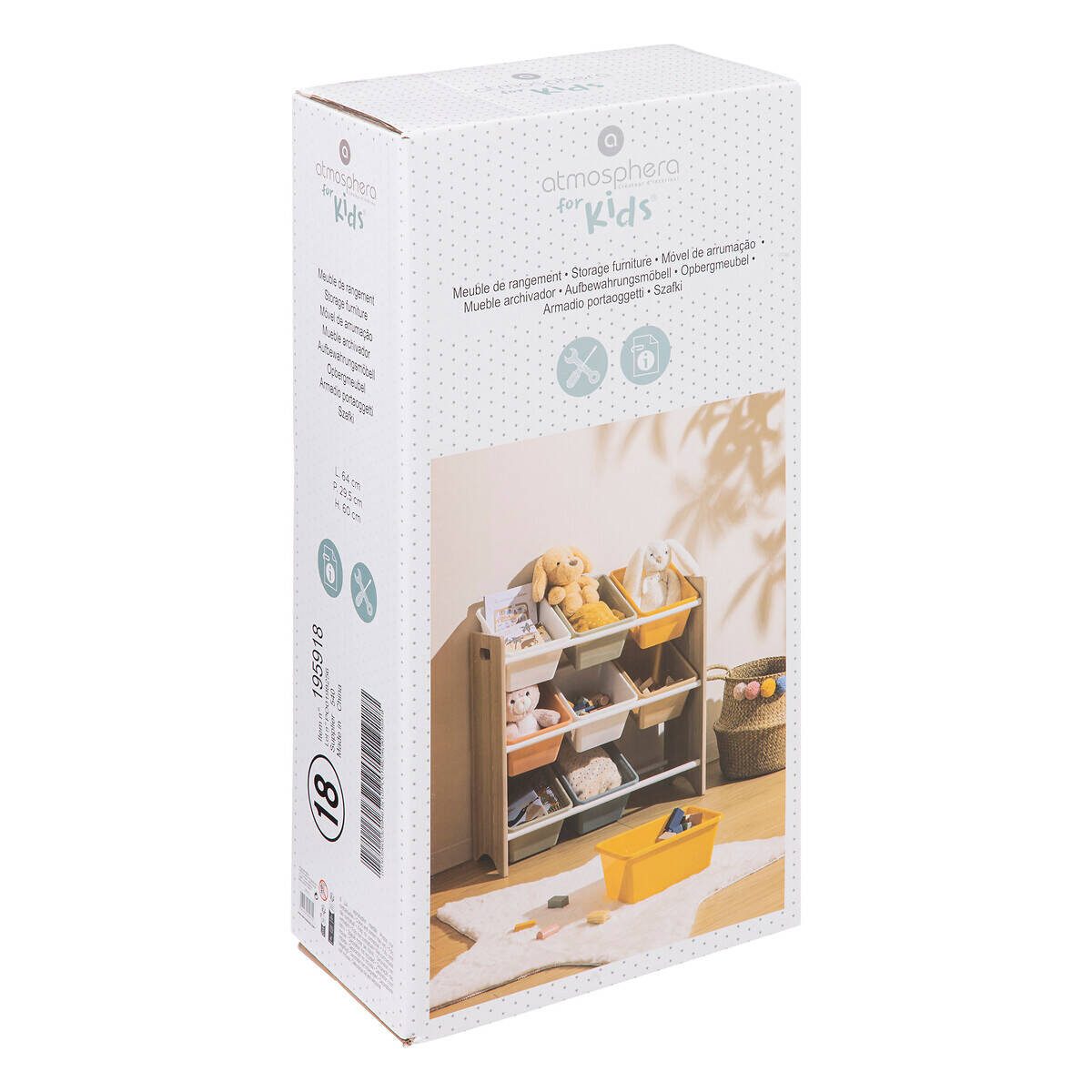 Atmosphera Créateur d'intérieur Standregal Regal mit Spielzeugkisten, 9 farbige Boxen, 60 x 29,5 x 66 cm – Bild 3 von 5