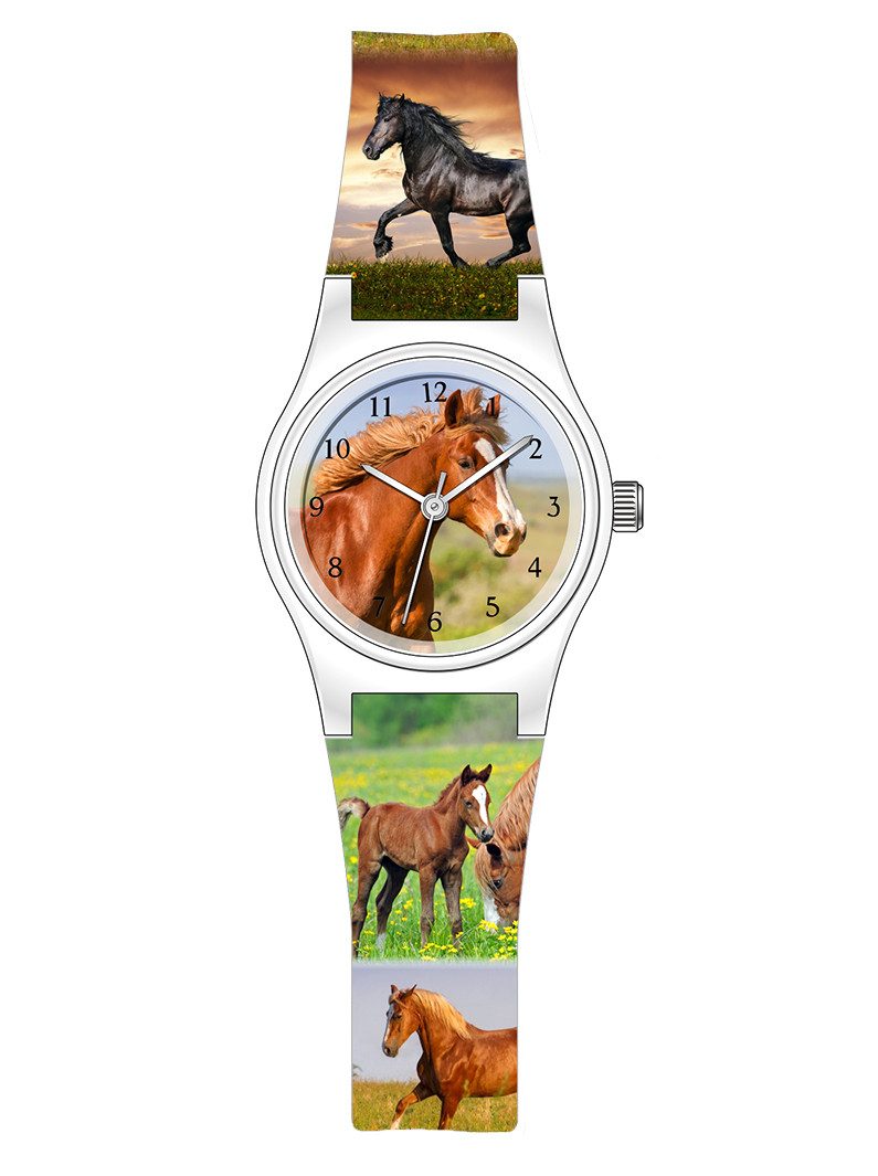 Pacific Time Quarzuhr Kinder Armbanduhr Motivuhr Pferd Kunststoff Pferdeuhr, kostenloser Versand