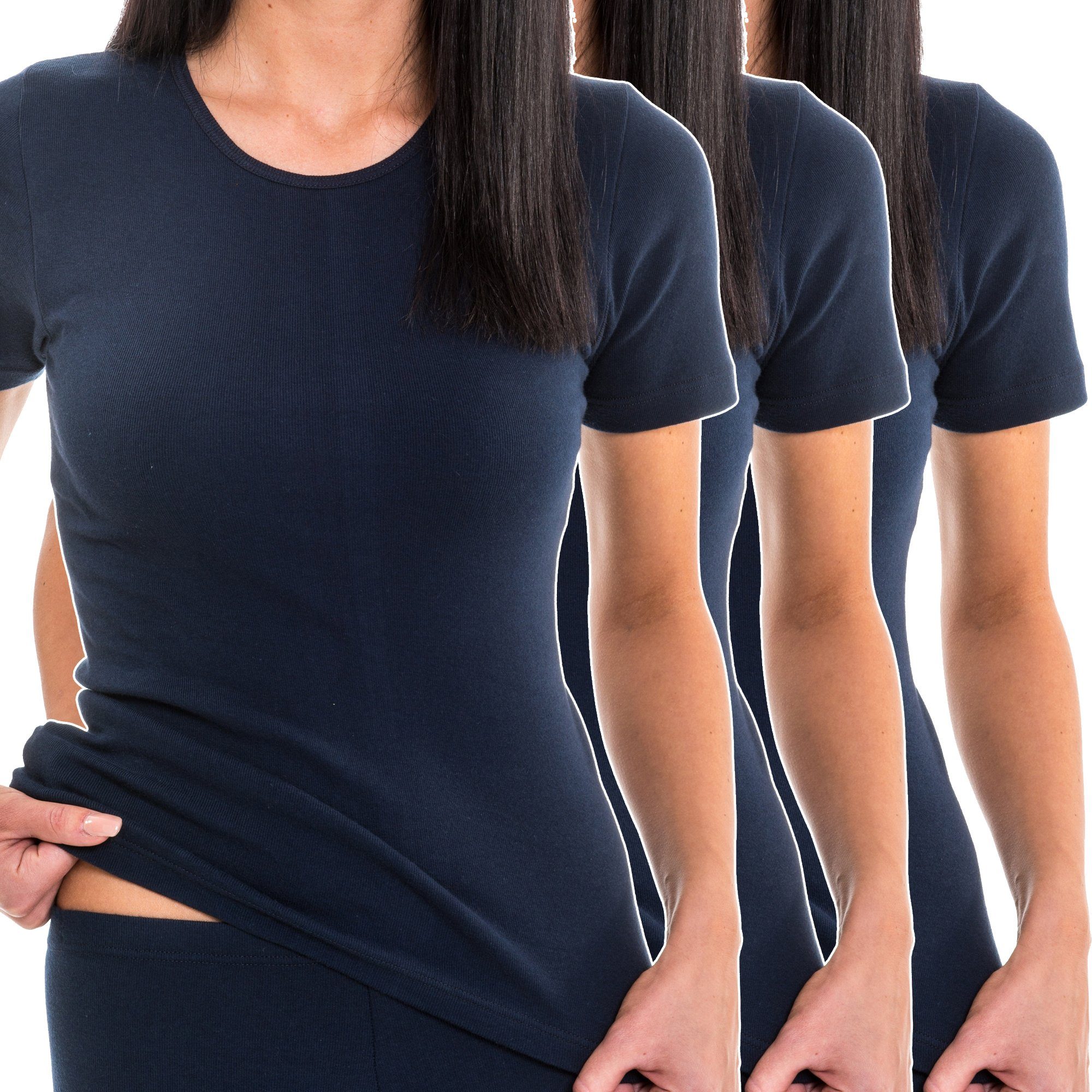 Débardeur Manches Courtes Femme HERMKO - 100% Coton Biologique, Fabriqué En Allemagne, Confortable
