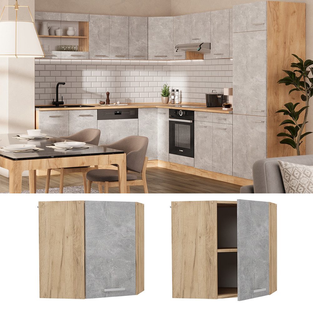 Vicco Eckhängeschrank R-Line, Beton/Goldkraft Eiche, 57 günstig online kaufen