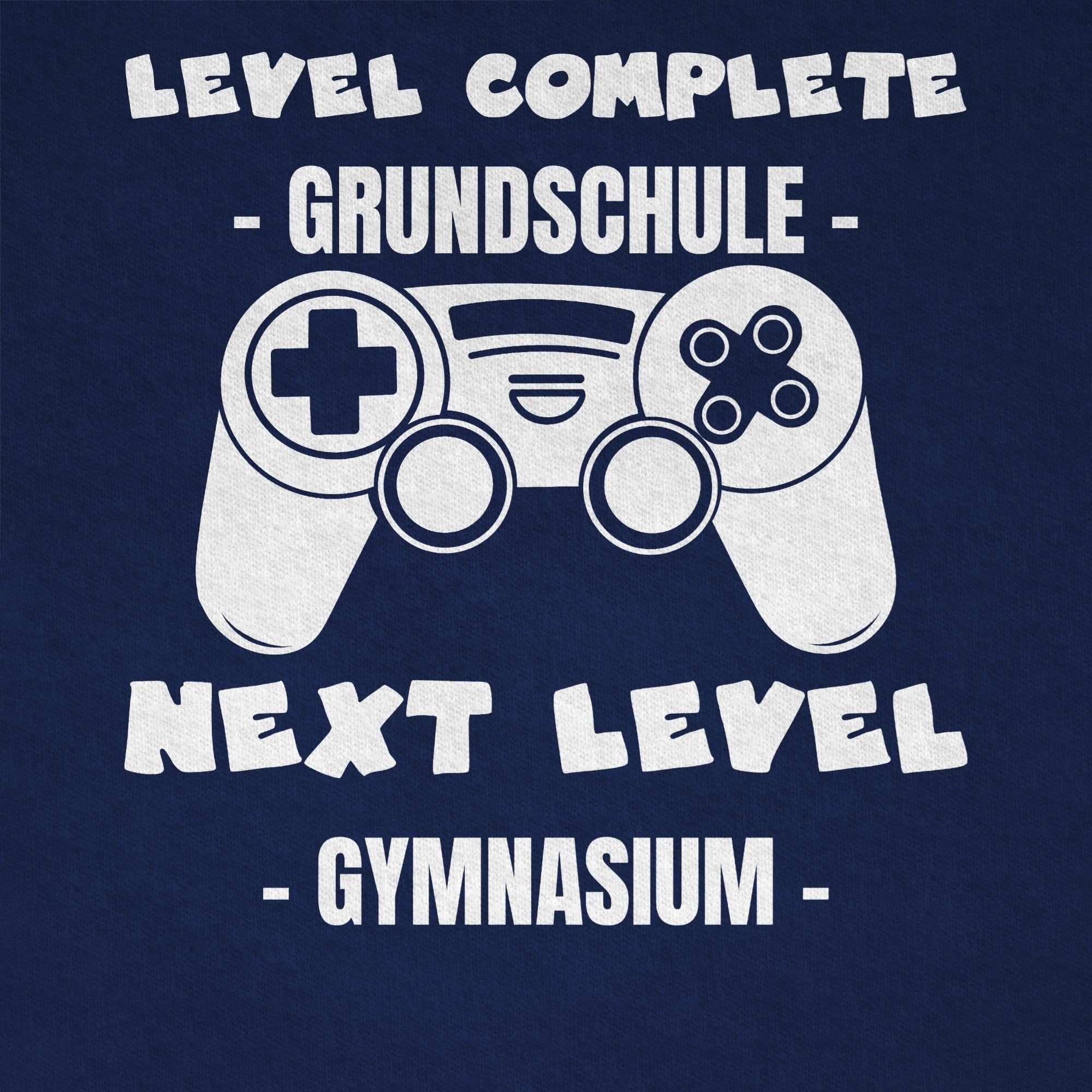 Shirtracer T-Shirt Level complete - next level Gymnasium weiß (1-tlg) Einschulung Junge Schulanfang Geschenke