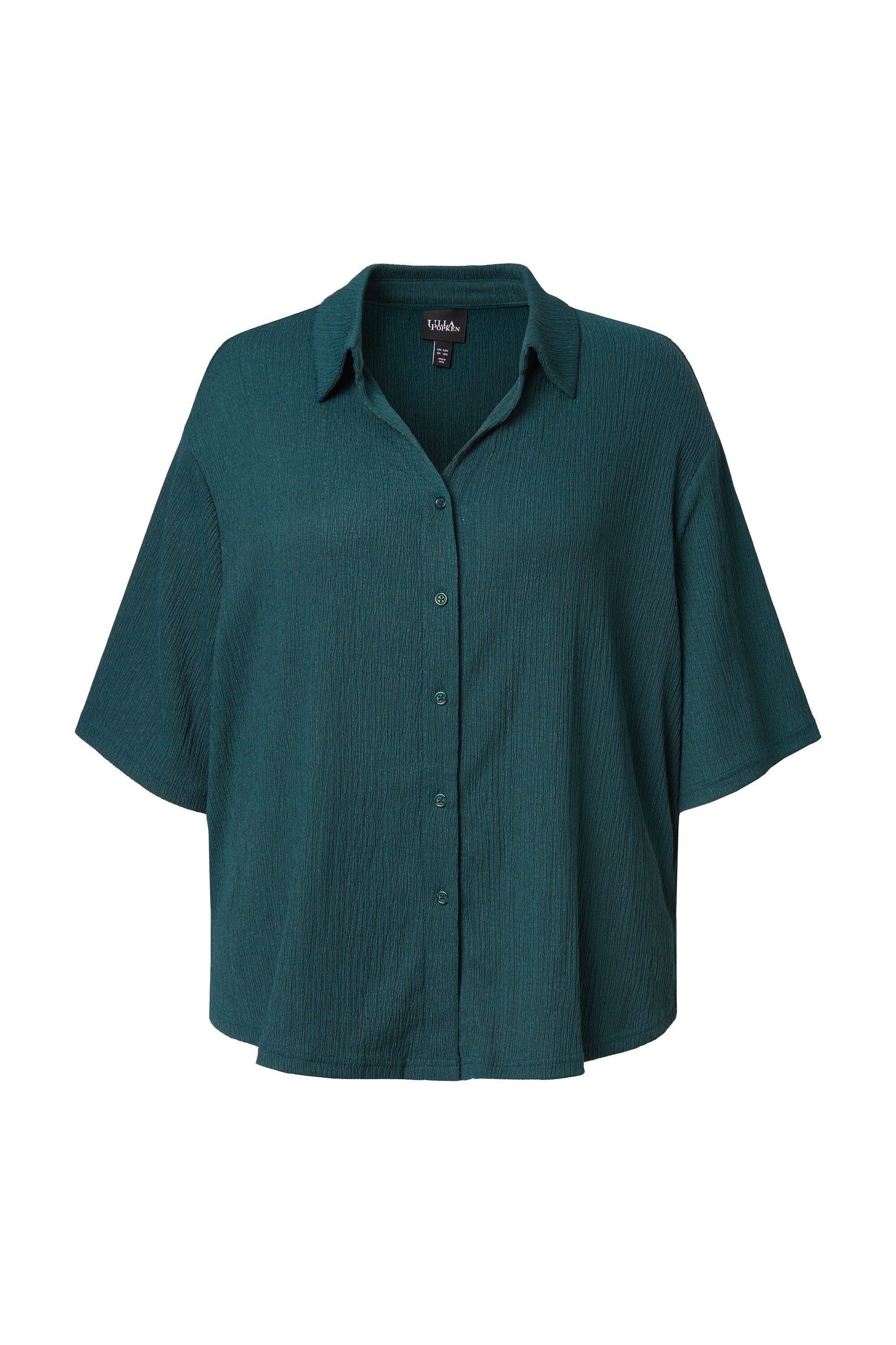 Ulla Popken Hemdbluse Bluse Struktur Hemdkragen günstig online kaufen