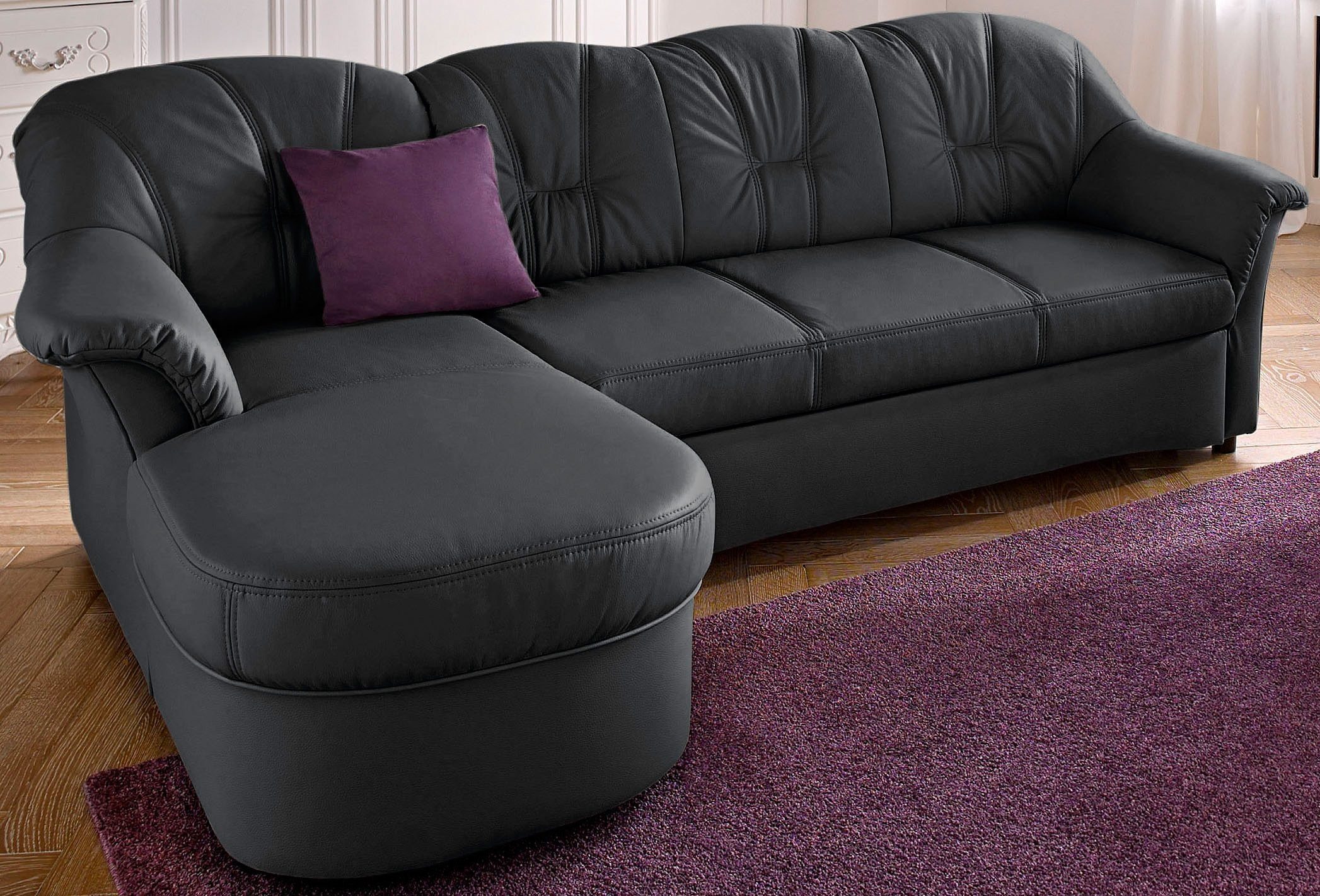 DOMO collection Ecksofa Flores Schlafsofa, B/T/H: 233/142/86 cm, L-Form, wahlweise mit Bettfunktion, wahlweise mit Federkern, auch in Leder