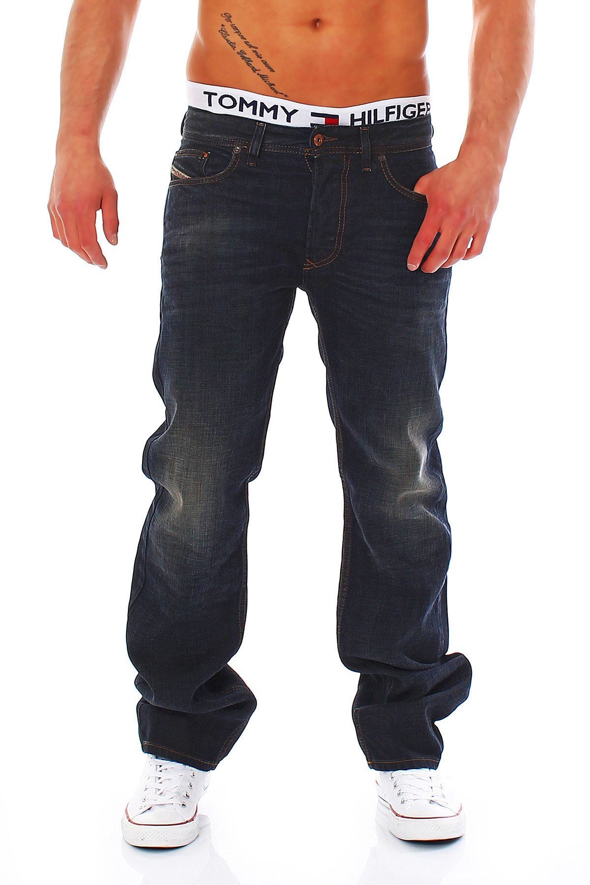 Diesel Gerade Jeans Used-Look, Herren Larkee L32 Dezenter Größe: 0835H Jeans Diesel W28