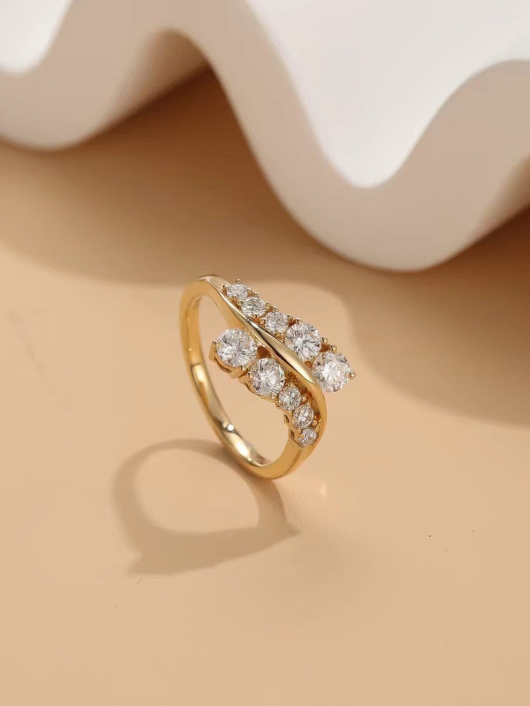 Jumpeak Diamantring Doppelreihiger Diamantring, D/E VVS/VS labordiamant,ring damen gold, engagement ring,geschenk für frau,geschenk ideen für frau
