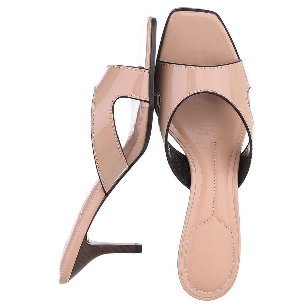 Ital-Design Damen Sandalette mit High Heel und offenem Design Pantolette (91895553) Pfennig-/Stilettoabsatz Sandalen & Sandaletten in Beige