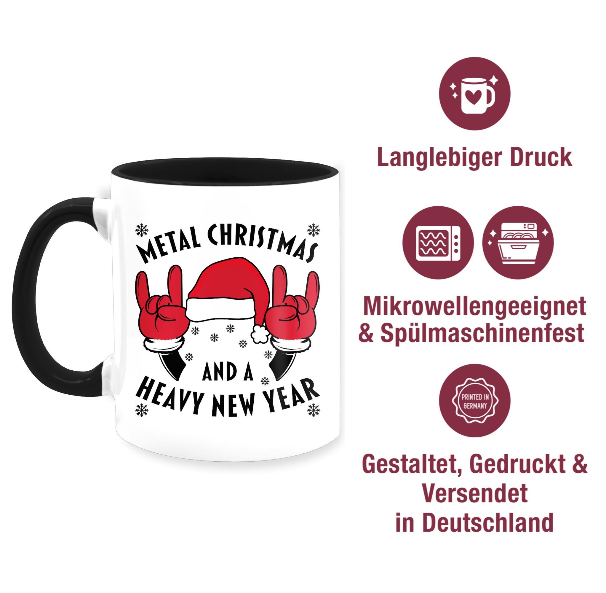 1 Weihnachtstasse Christmas Year, Tasse Schwarz Keramik, New a Heavy Metal and Shirtracer