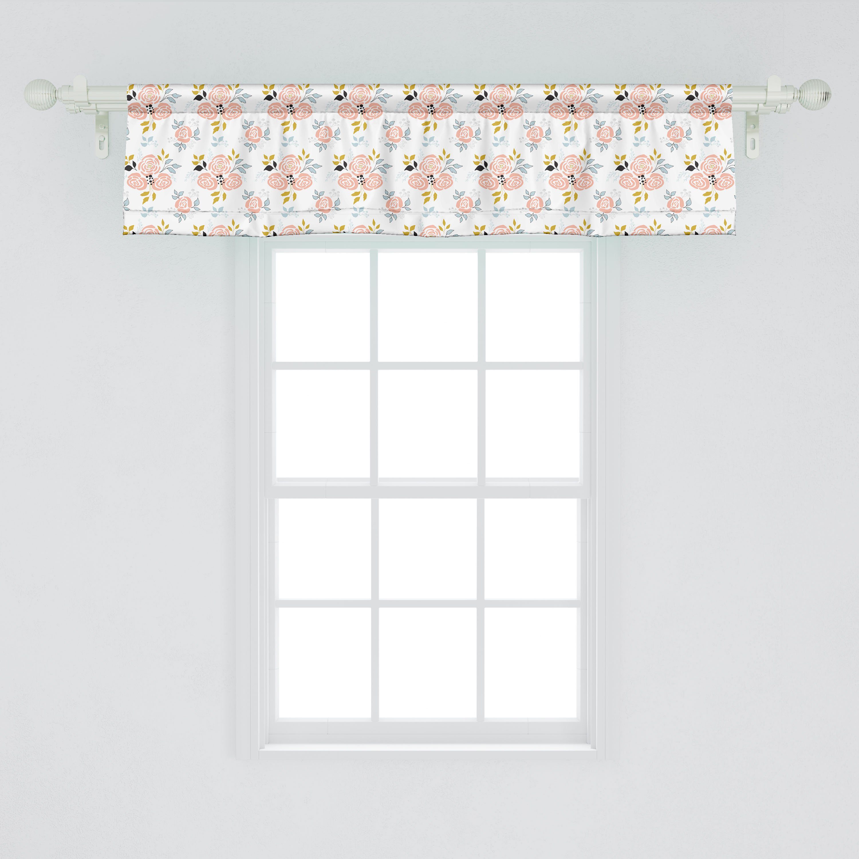 Schlafzimmer Dekor Abakuhaus, Vorhang Blume Microfaser, Einfache Küche Scheibengardine für Blumenkunst Stangentasche, mit Volant abstrakte