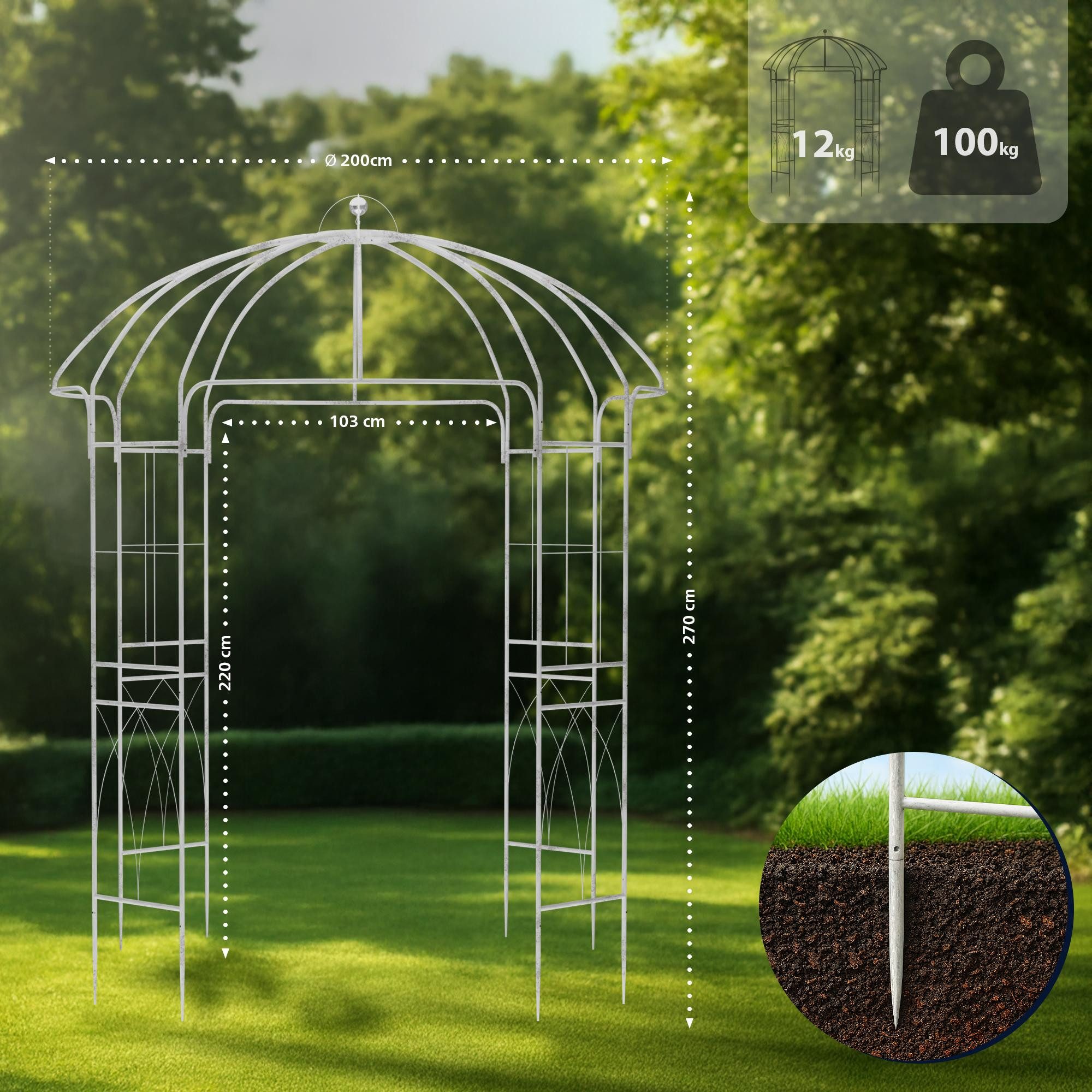 CLP Rosenbogen Pavillon Keira, wetterfester Gartenpavillon, Metall-Rosenbog günstig online kaufen