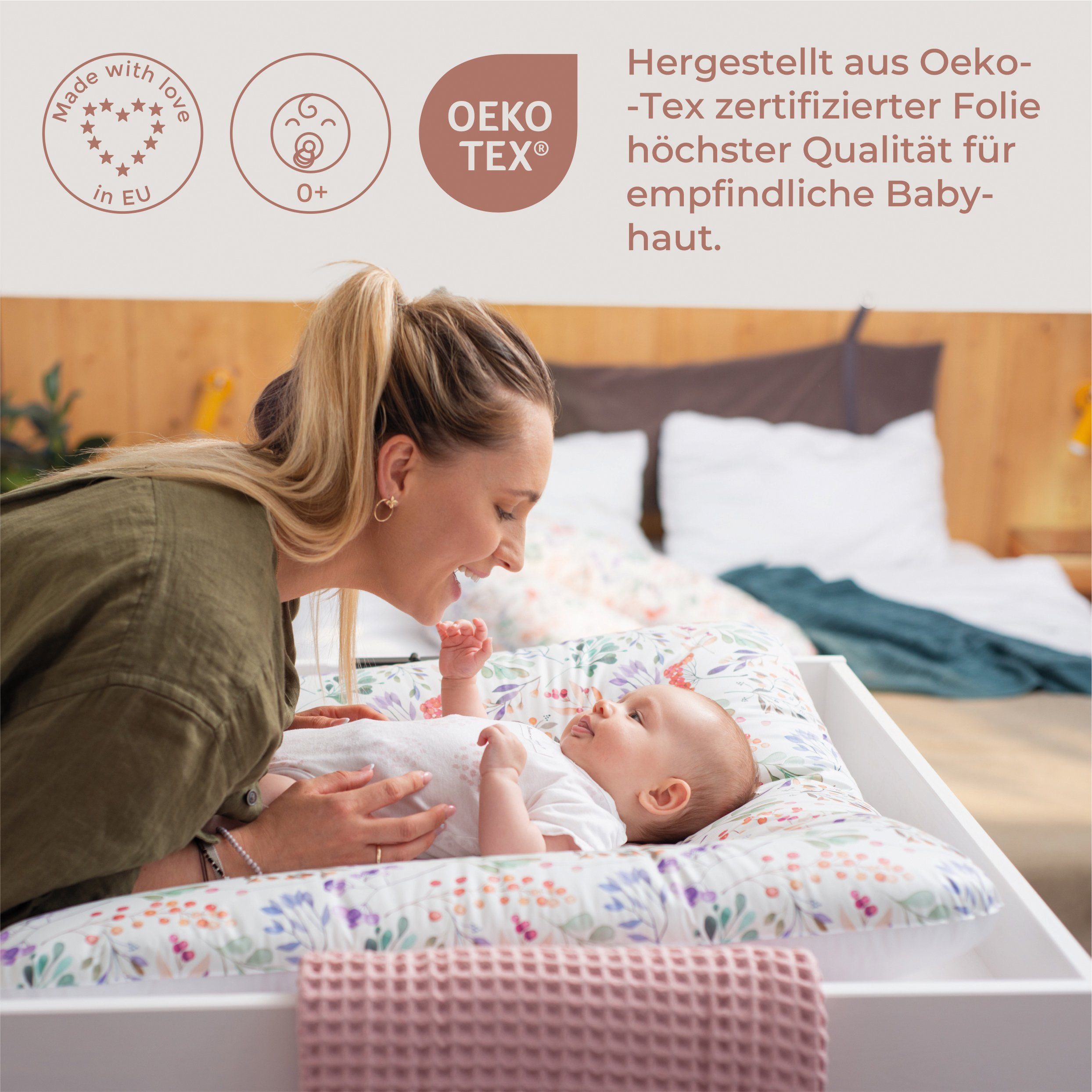 100 x BABY Wickelauflage Standard CEBA Abwaschbar, 70 Großer cm, Bär OEKO-TEX® 50 weiche Wickeltischauflage