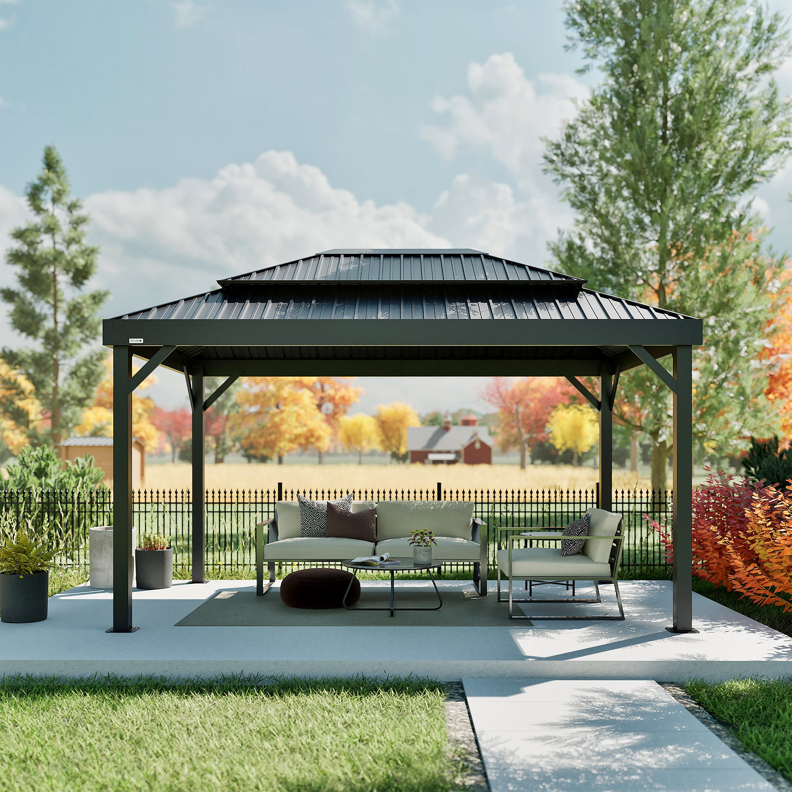 Sojag Pavillon London Schwarz, Massive Konstruktion aus Aluminium
