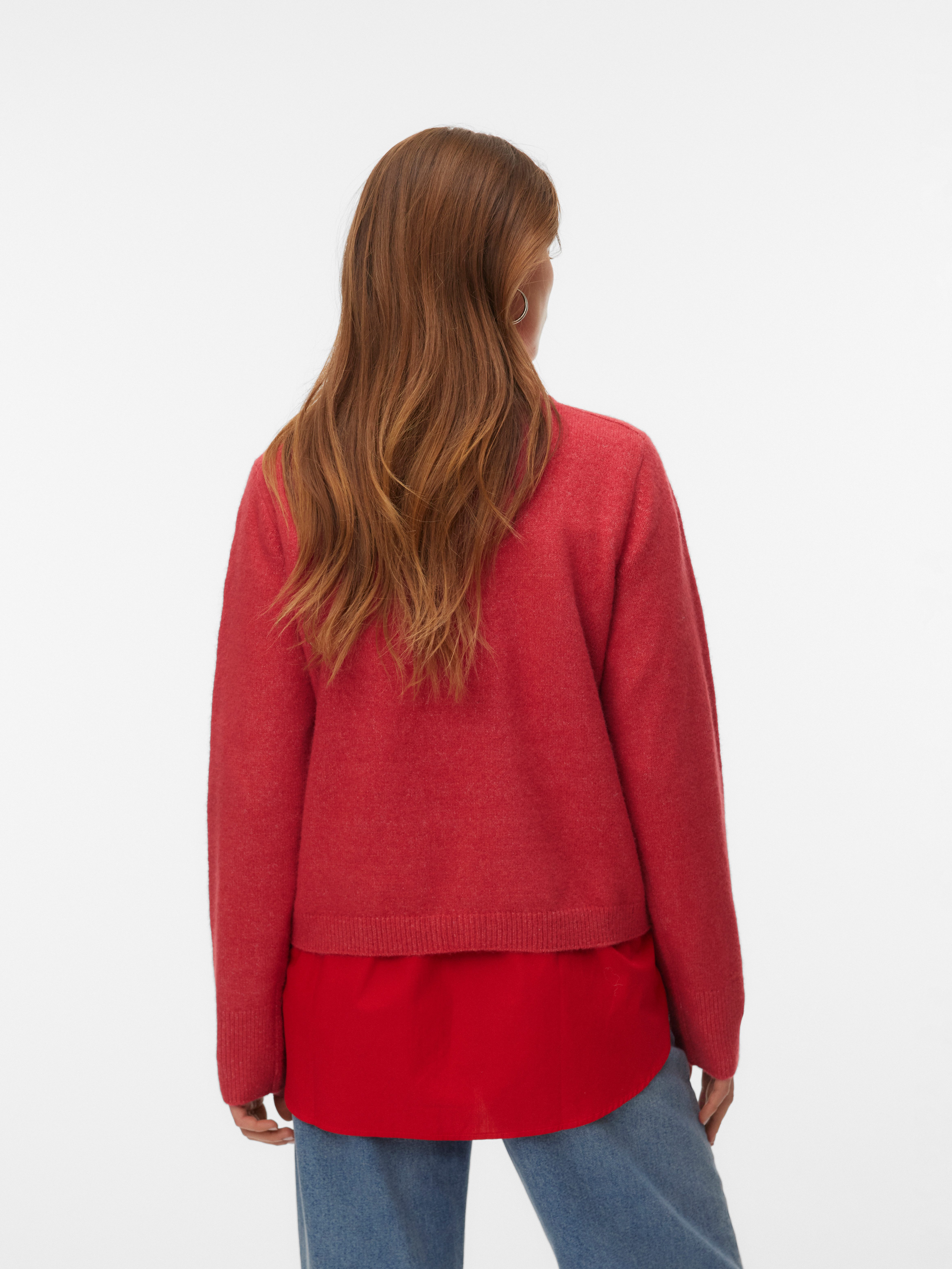 Vero Moda Strickjacke VMFIONA LS SHORT BUTTON CARDIGAN GA BOO mit Wolle und Stretch