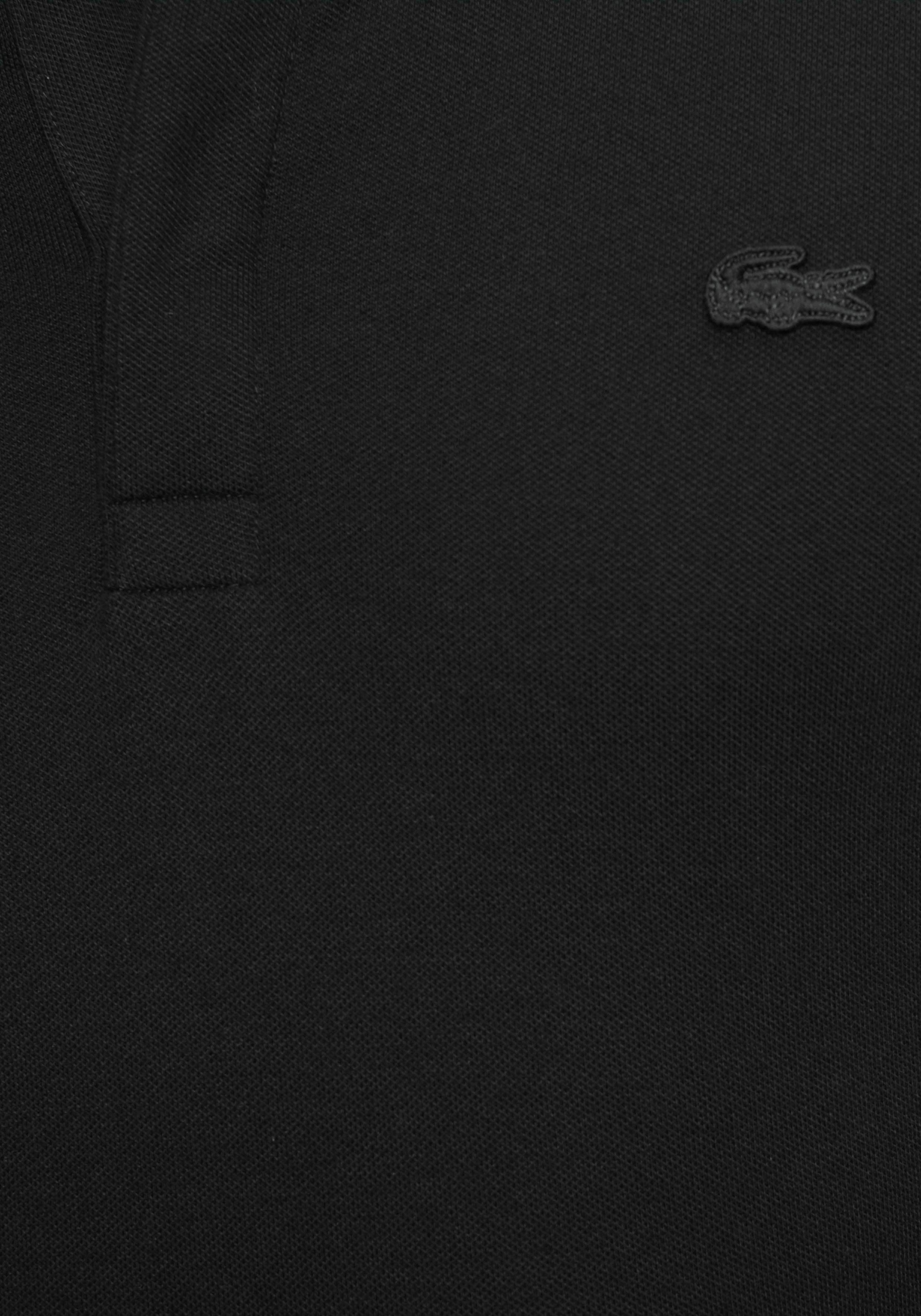 schwarz mit Lacoste Poloshirt verdeckter Knopfleiste Paris (1-tlg)