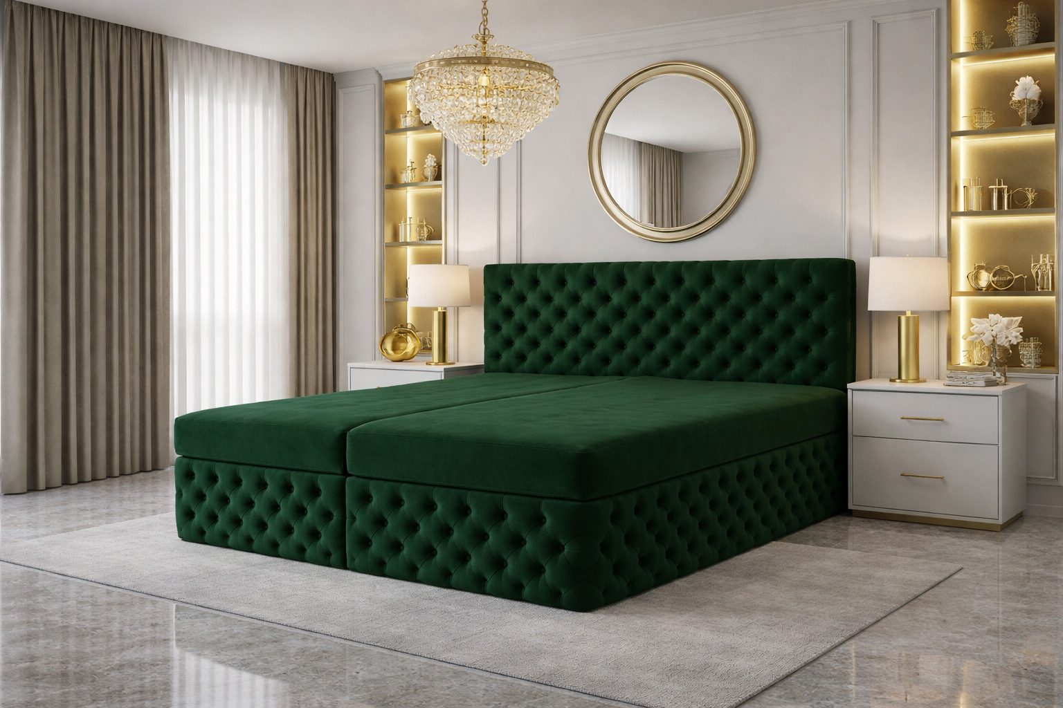 B&B Home Boxspringbett Figo III (H3 Multipocket-Taschenfederkernmatratzen, Kopfteil, Bettkasten und Topper)