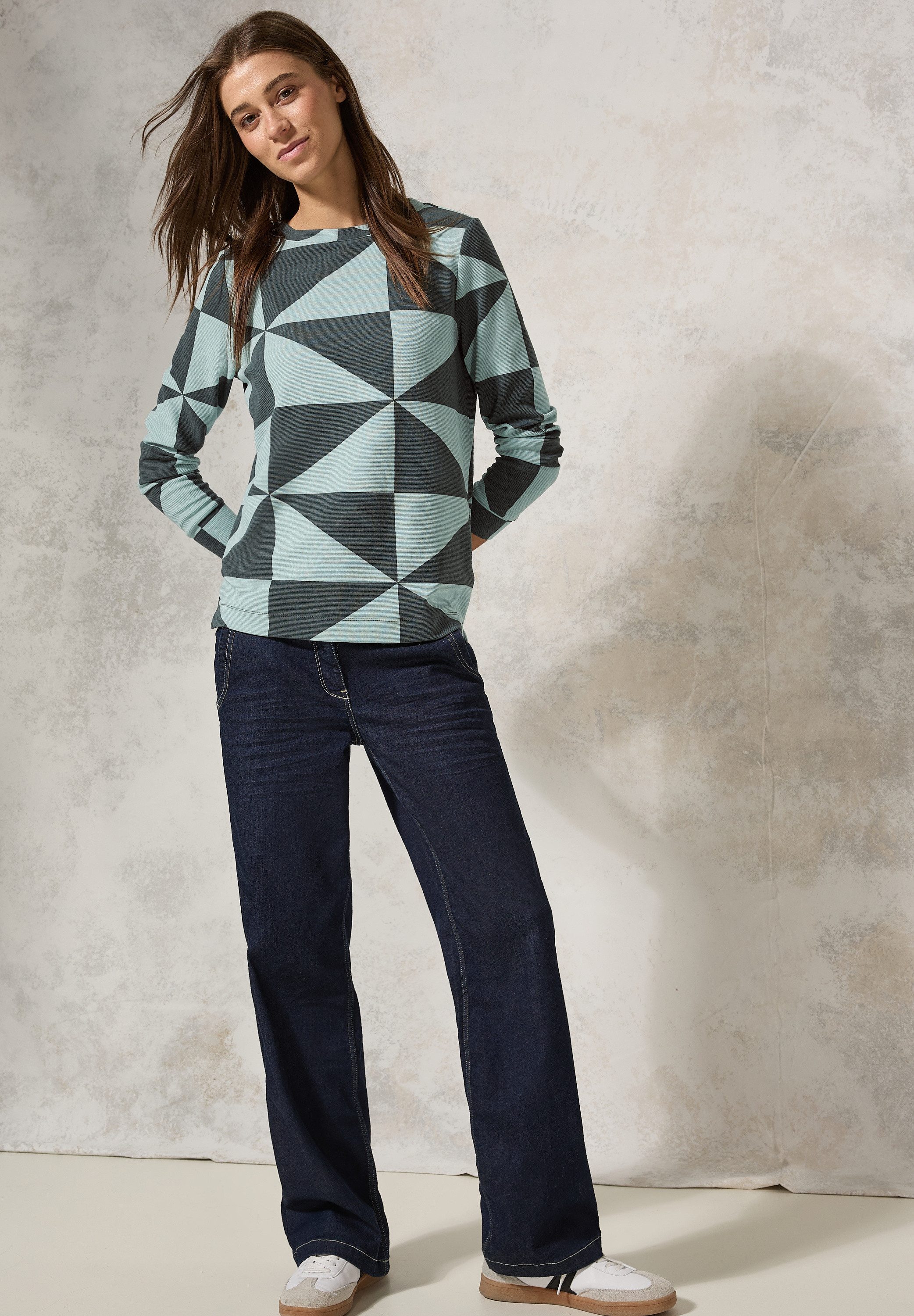 CECIL Langarmshirt mit Materialmix