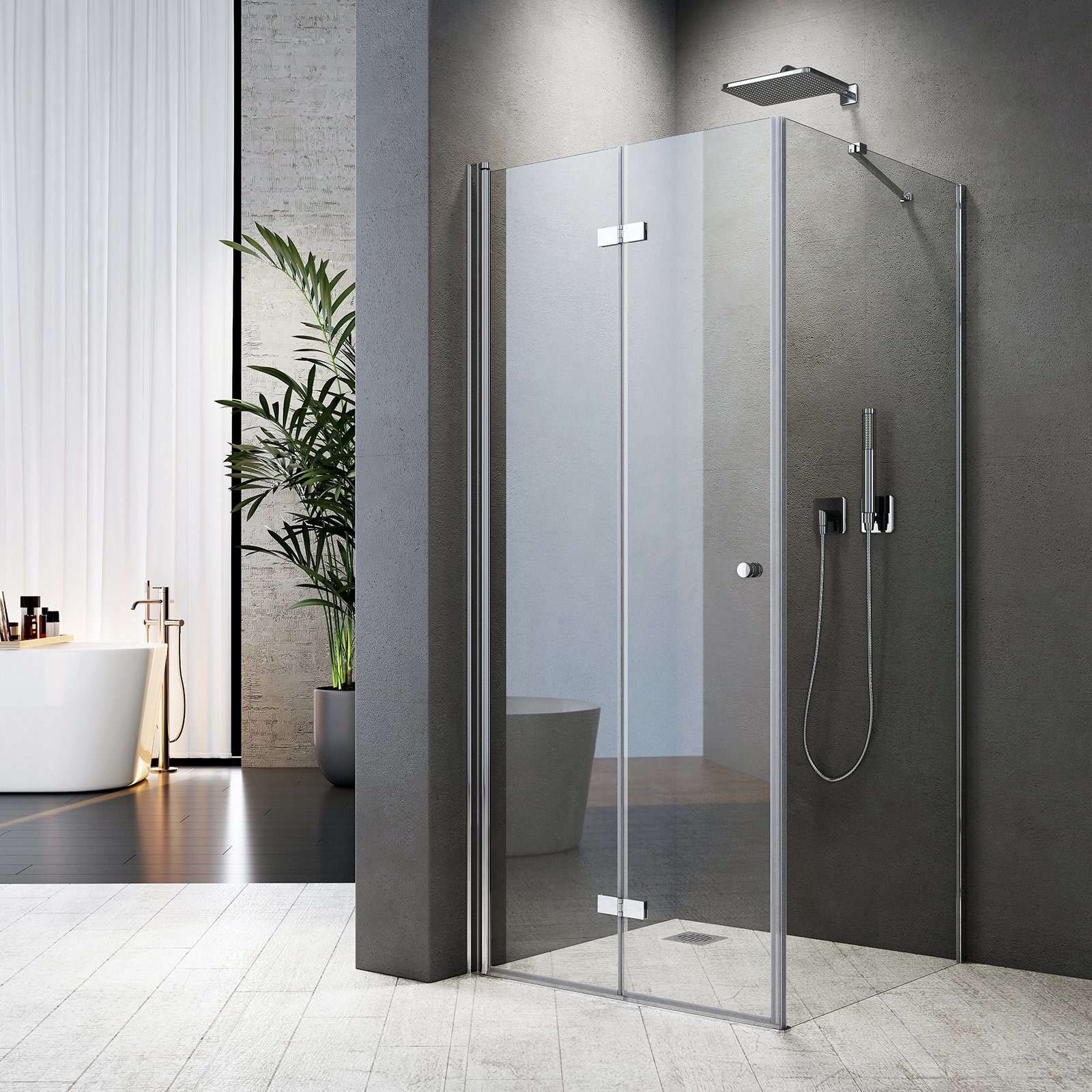 Boromal Eckdusche Duschkabine mit Seitenteil H:185/195cm, günstig online kaufen