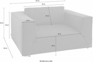 TOM TAILOR HOME Loveseat BIG CUBE STYLE, mit bequemen Stegkissen, extra große Sitztiefe, Breite 147 cm