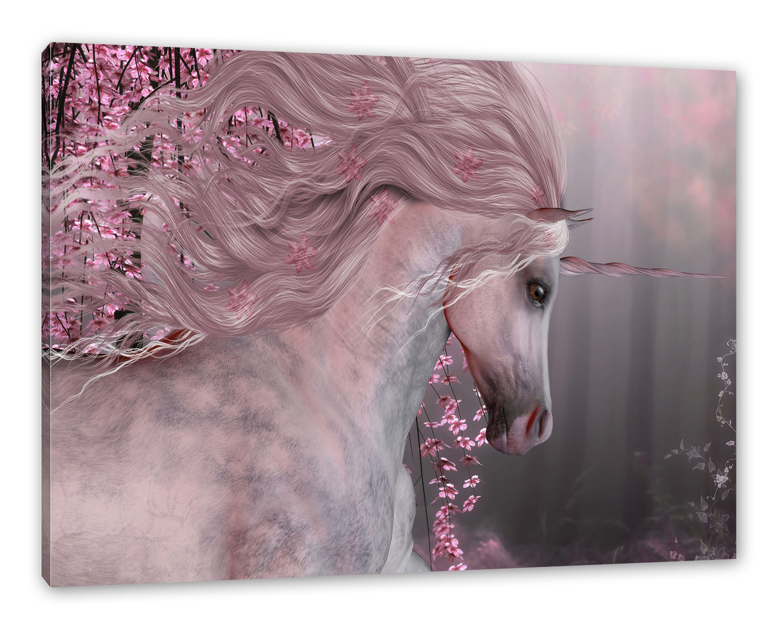 Pixxprint Leinwandbild wunderbares Einhorn, wunderbares Einhorn (1 St), Leinwandbild fertig bespannt, inkl. Zackenaufhänger