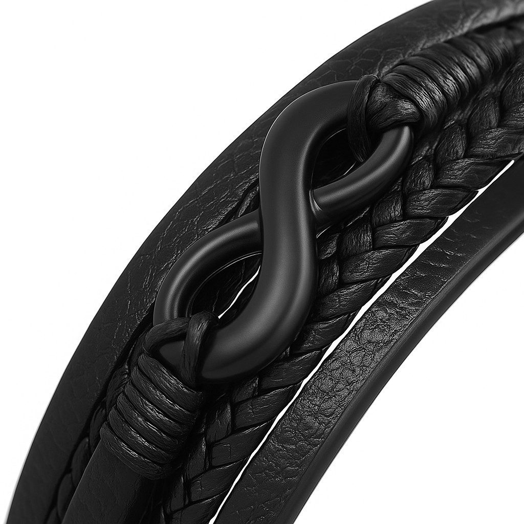 UNIQAL.de Lederarmband Schwarz mit Unendlichkeit Symbol günstig online kaufen