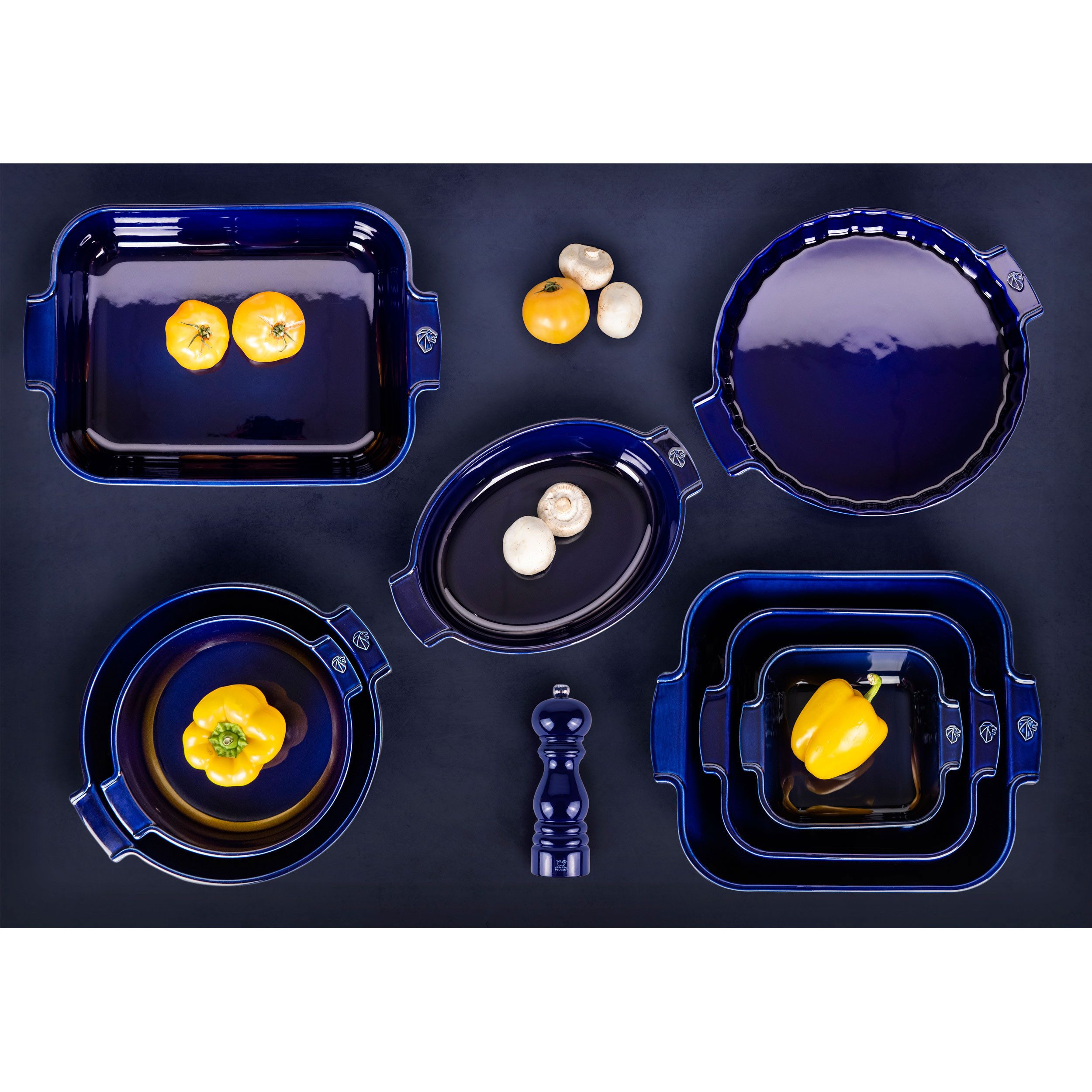 PEUGEOT Auflaufform APPOLIA Keramik 21cm Quadratisch Blau Spülmaschine, Keramik, Keramik