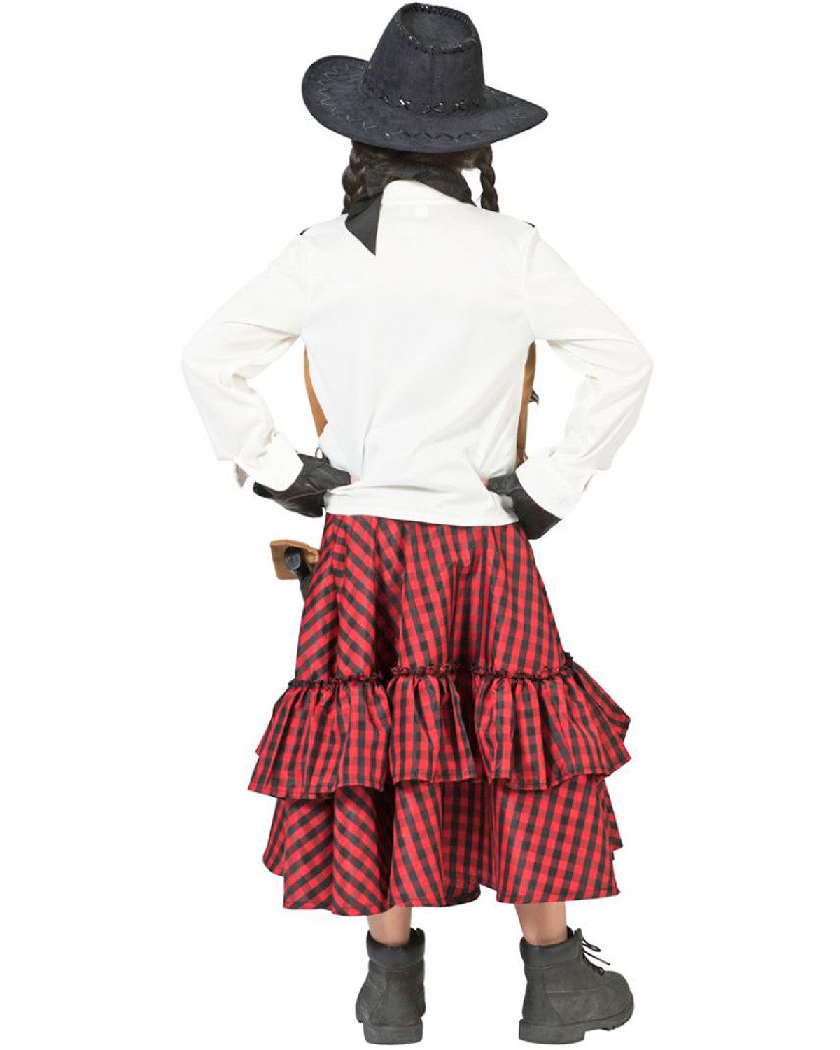 Funny Fashion Kostüm Cowgirl Kostüm 'Austine' für Mädchen, Rot Schwarz