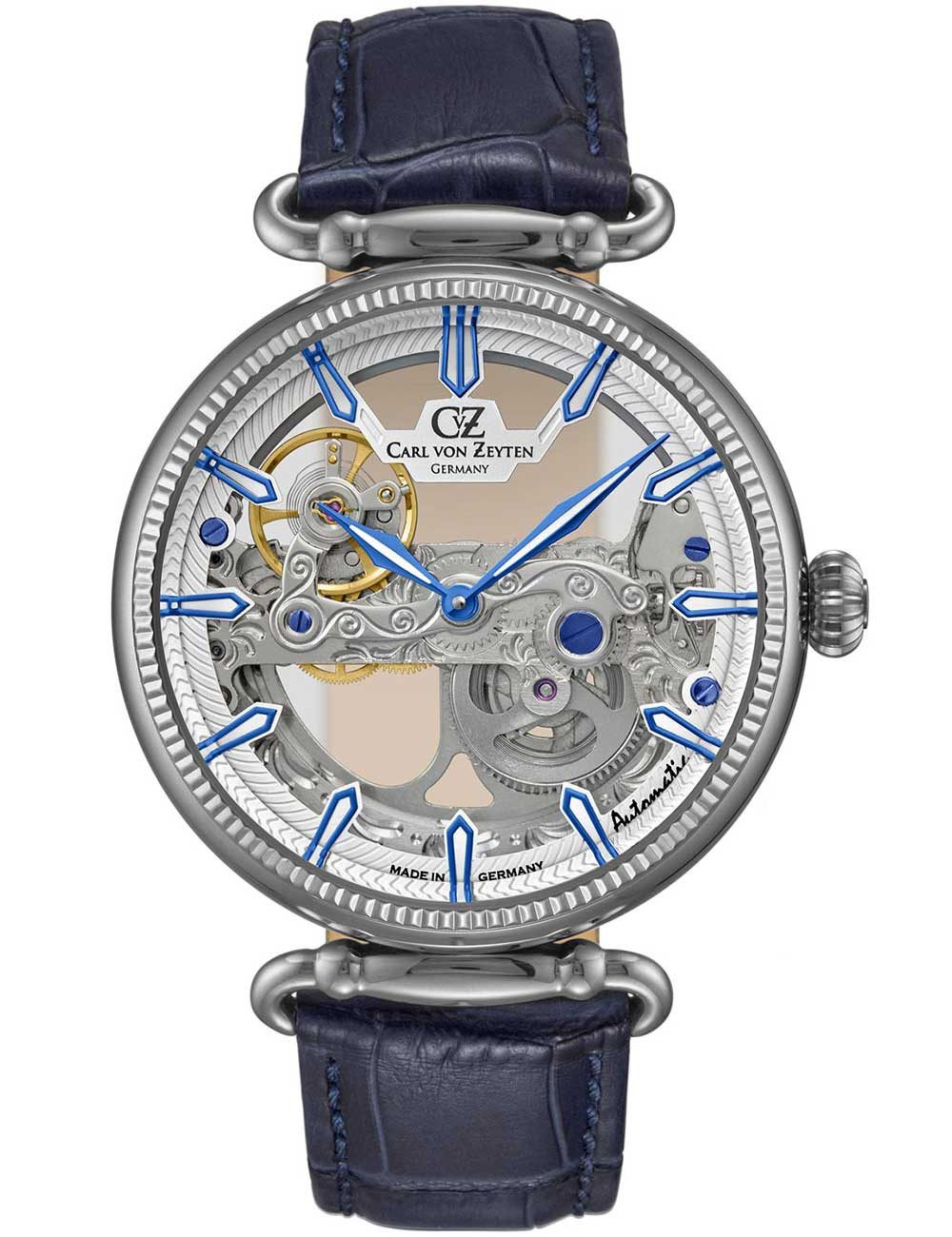 Carl von Zeyten Automatikuhr Carl von Zeyten CVZ0031WHS Elzach Automatik Herrenuhr 42mm 5ATM Carl von Zeyten CVZ0031WHS Elzach Automatik Herrenuhr 42mm 5ATM