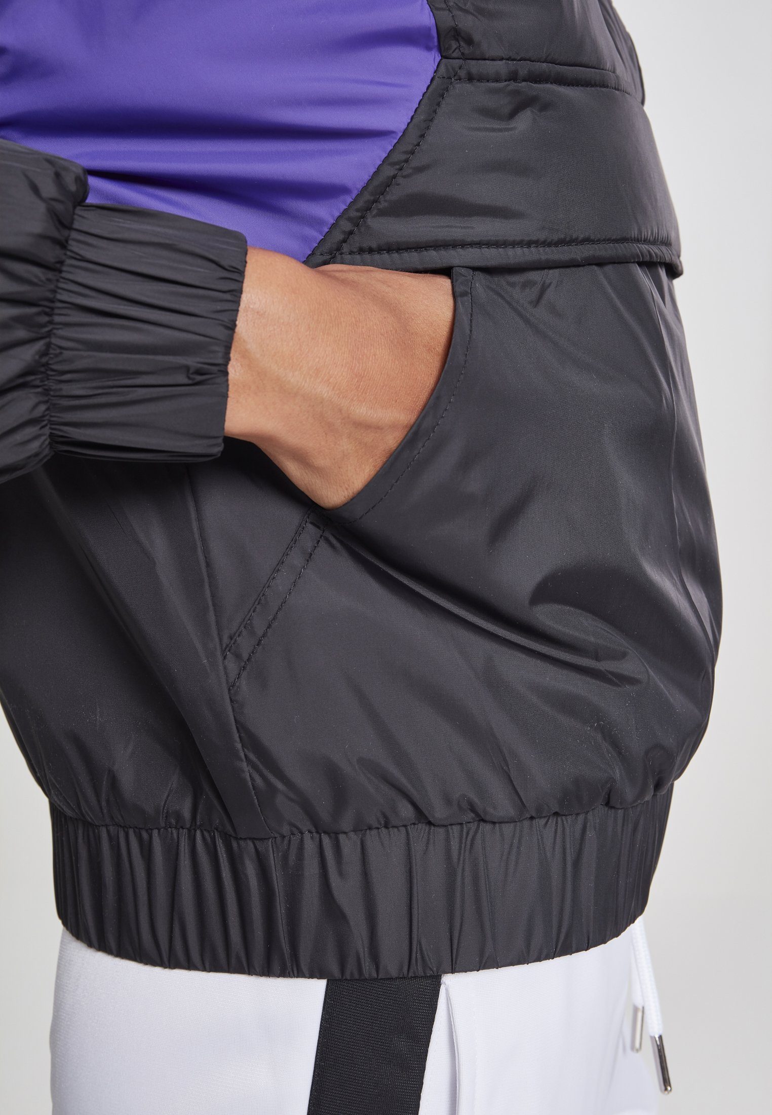 URBAN CLASSICS Outdoorjacke Damen Jacket black/ultraviolet/white Ladies 3-Tone Pull (1-St) Over Padded