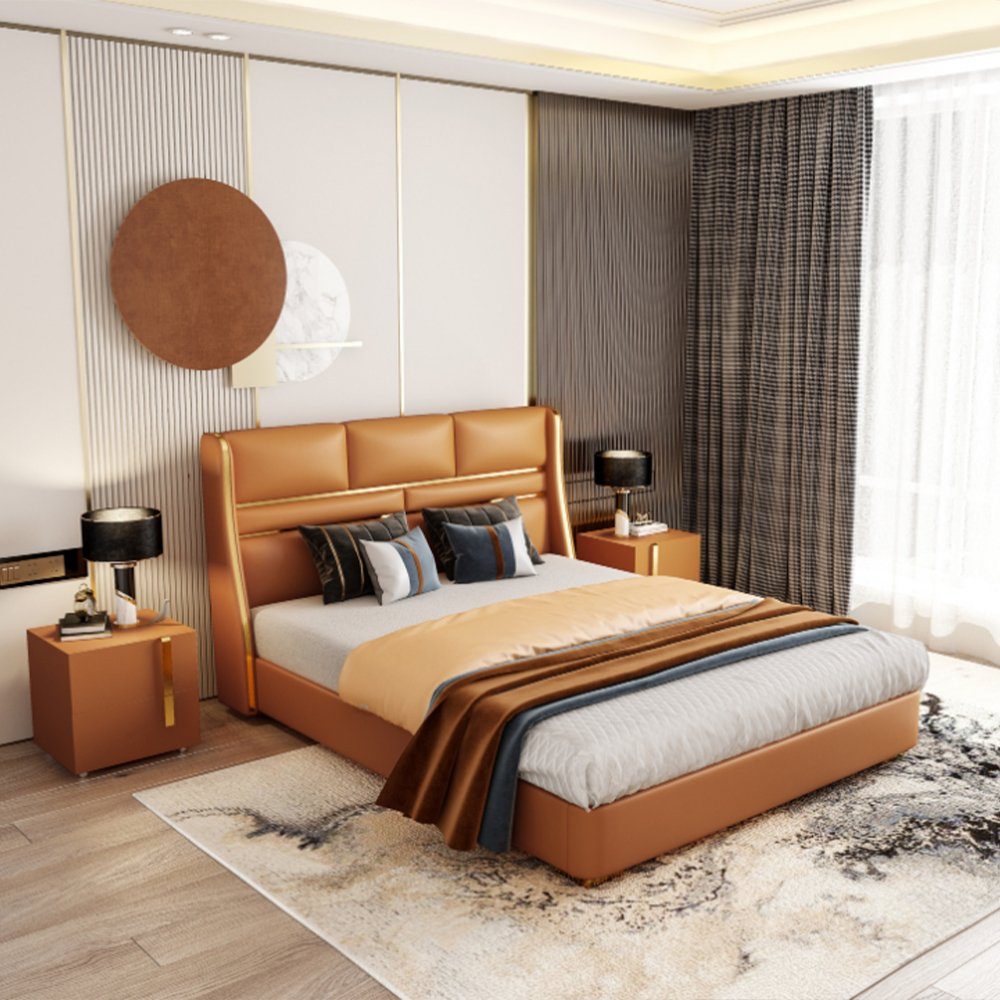 Doppel Einrichtung (Bett), Bett Europe Made JVmoebel Bett Schlafzimmer Doppelbett Luxus Möbel Hotel In