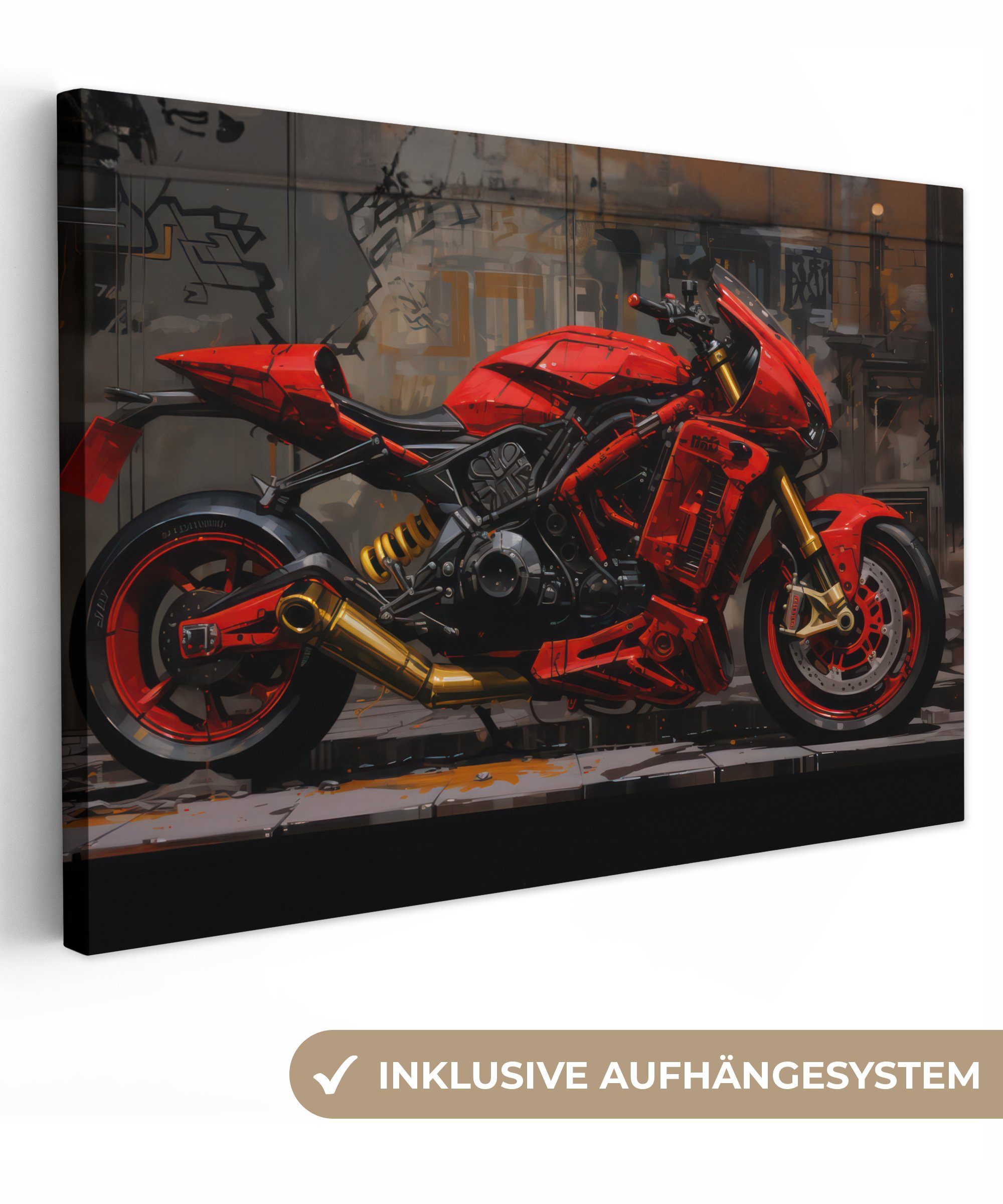 OneMillionCanvasses® Leinwandbild Motorrad - Fahrrad - Rennfahrer - Rot - G günstig online kaufen