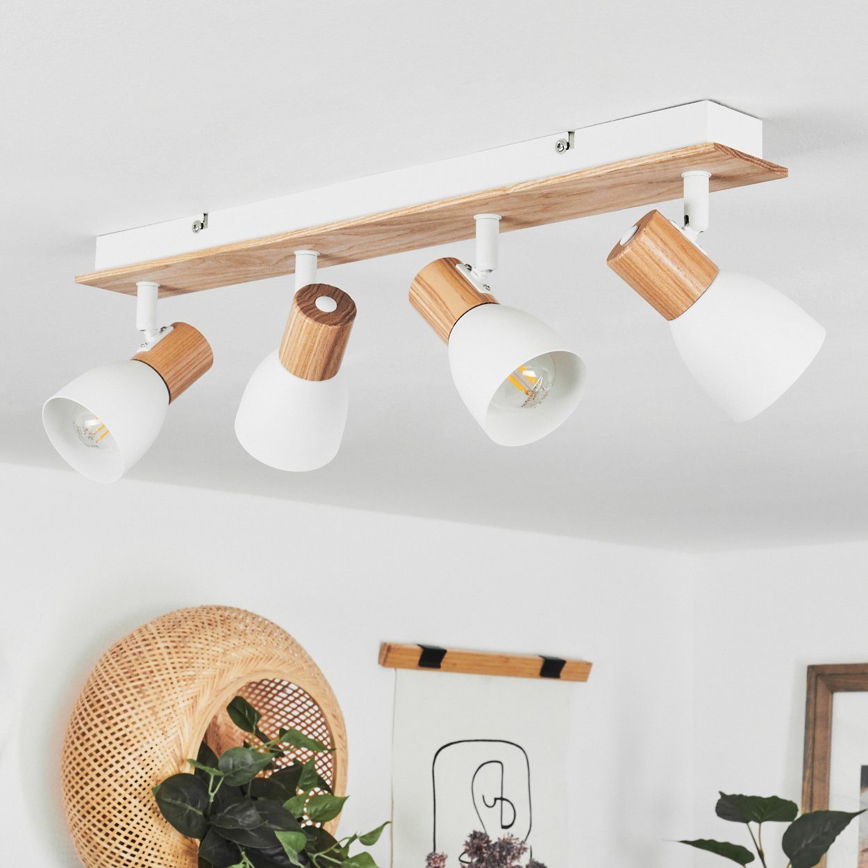 Natur/Weiß, Leuchtmittel Metall/Holz ohne Deckenlampe »Marostica« Deckenleuchte moderne hofstein in aus