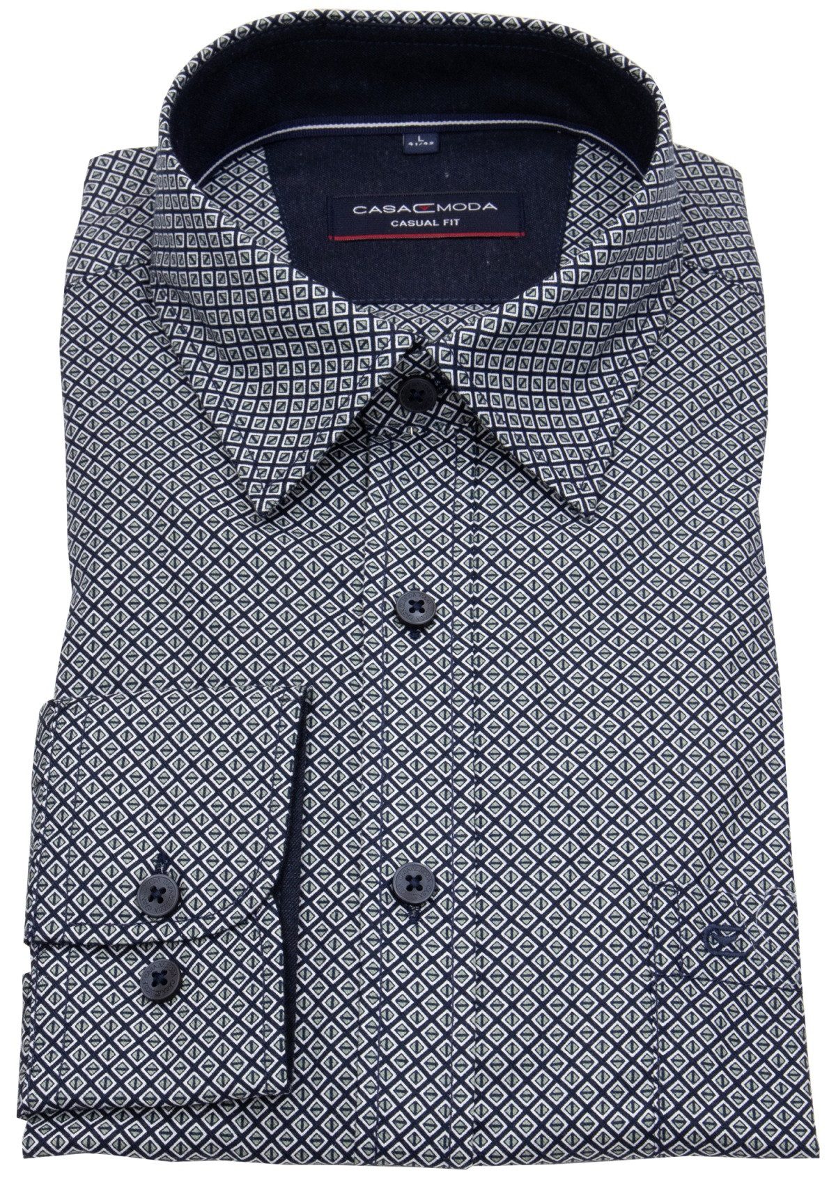 CASAMODA Langarmhemd Casamoda Comfort Fit extra langer Arm Kentkragen Kontrastknöpfe