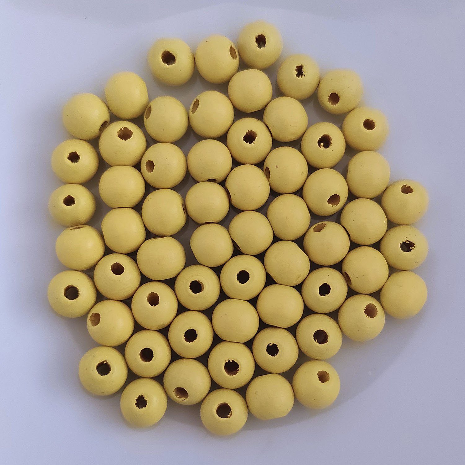 Kopper-24 Bastelperlen Holzperlen rund, 60 Stück, 10 mm, Gelb hell