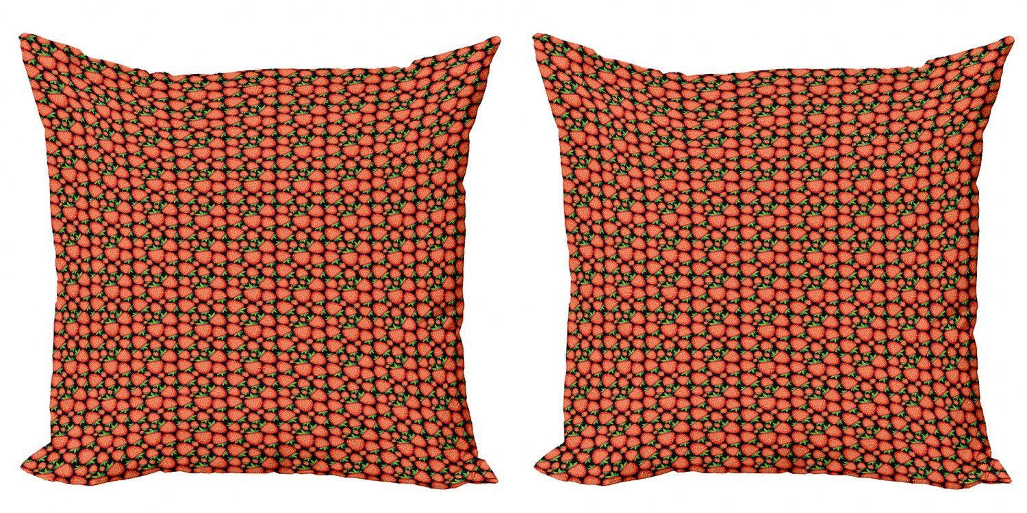 Stück), Erdbeere Reife Doppelseitiger (2 Accent Digitaldruck, Kissenbezüge Frucht Tropical Modern Abakuhaus