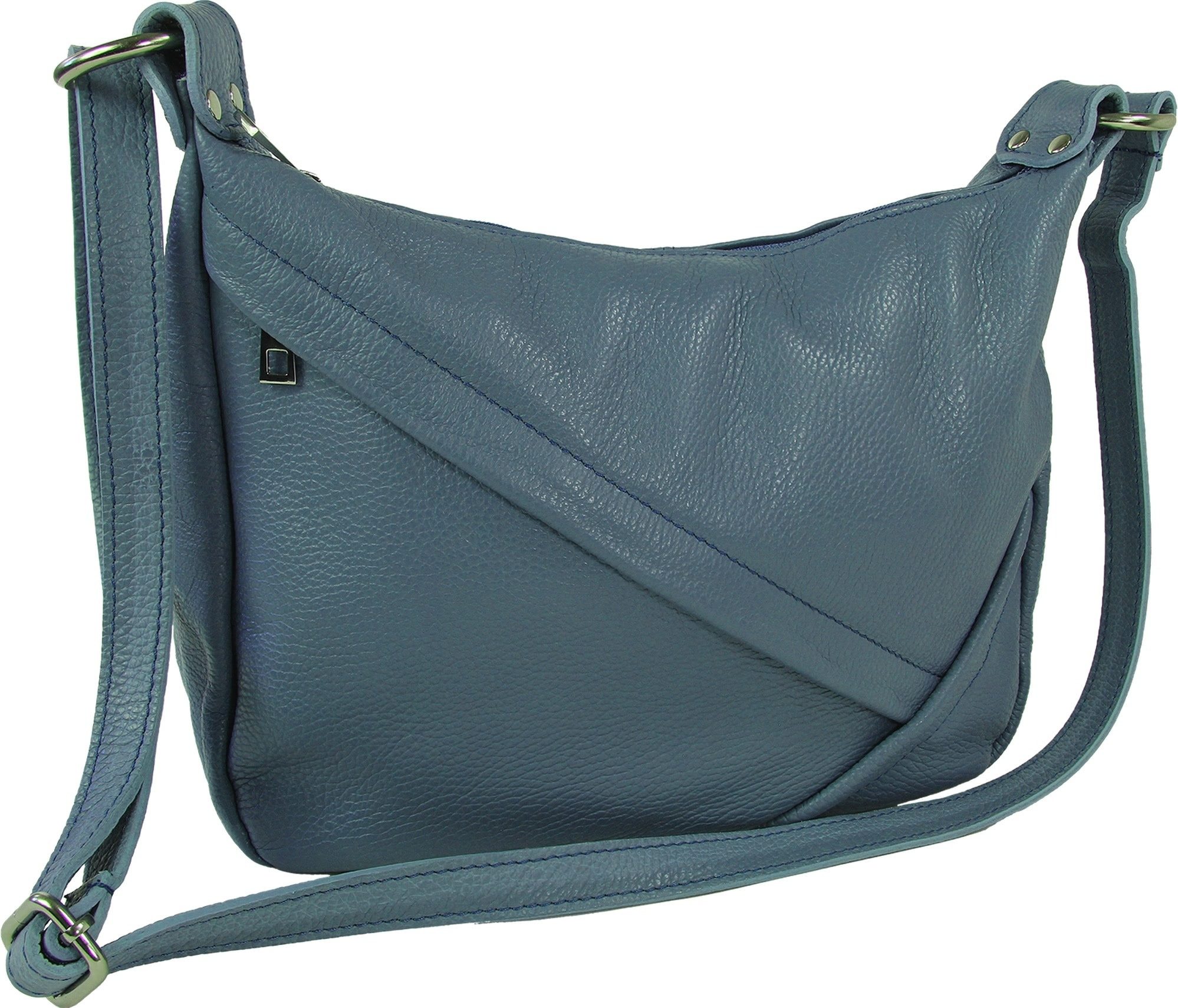 Toscanto Schultertasche Toscanto Tasche taubenblau (Schultertasche), Damen Schultertasche Leder, taubenblau ca. 35cm x ca. 22cm